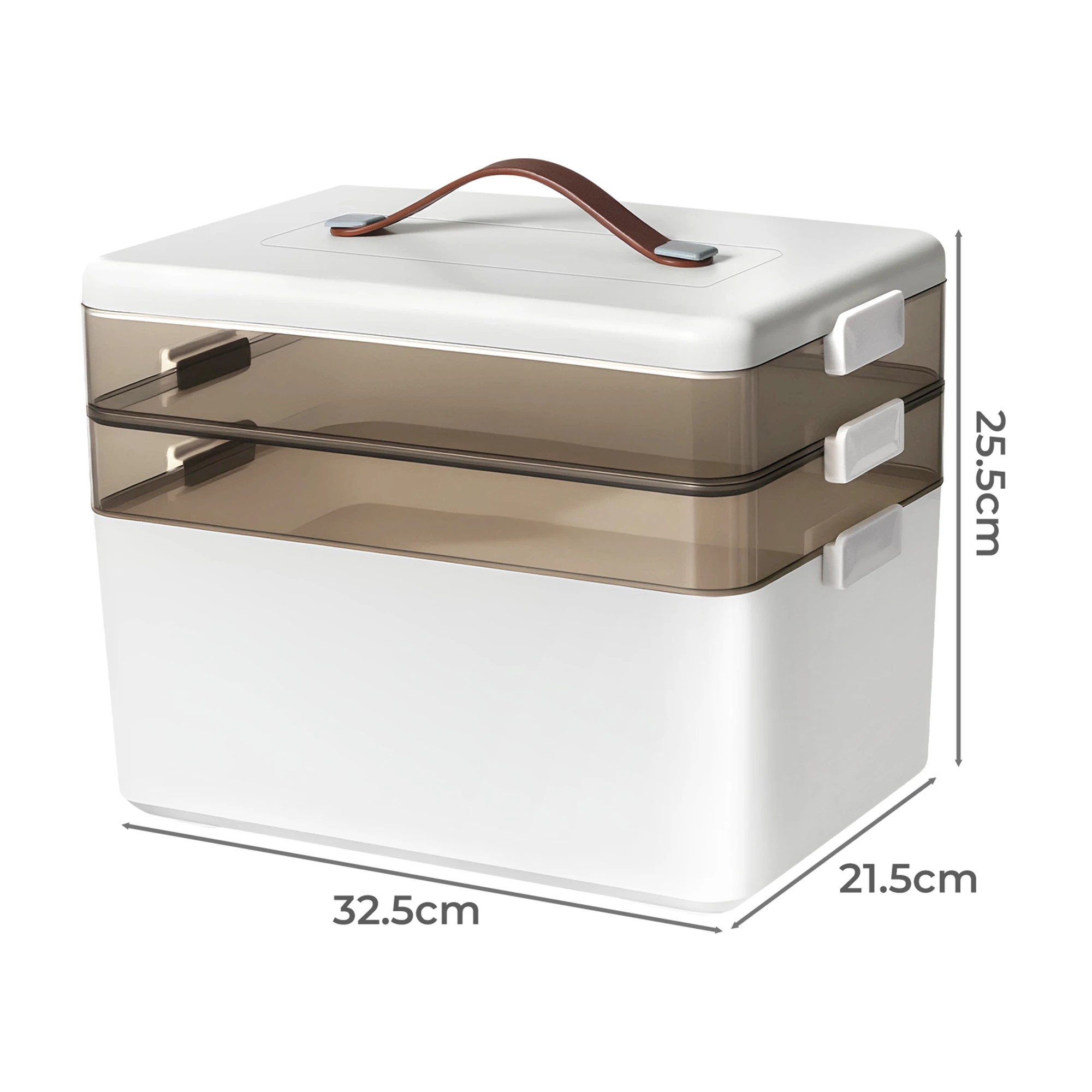 3 Levede 3-Tier Medicine Storage Box With Leather Handle, 3 of 9