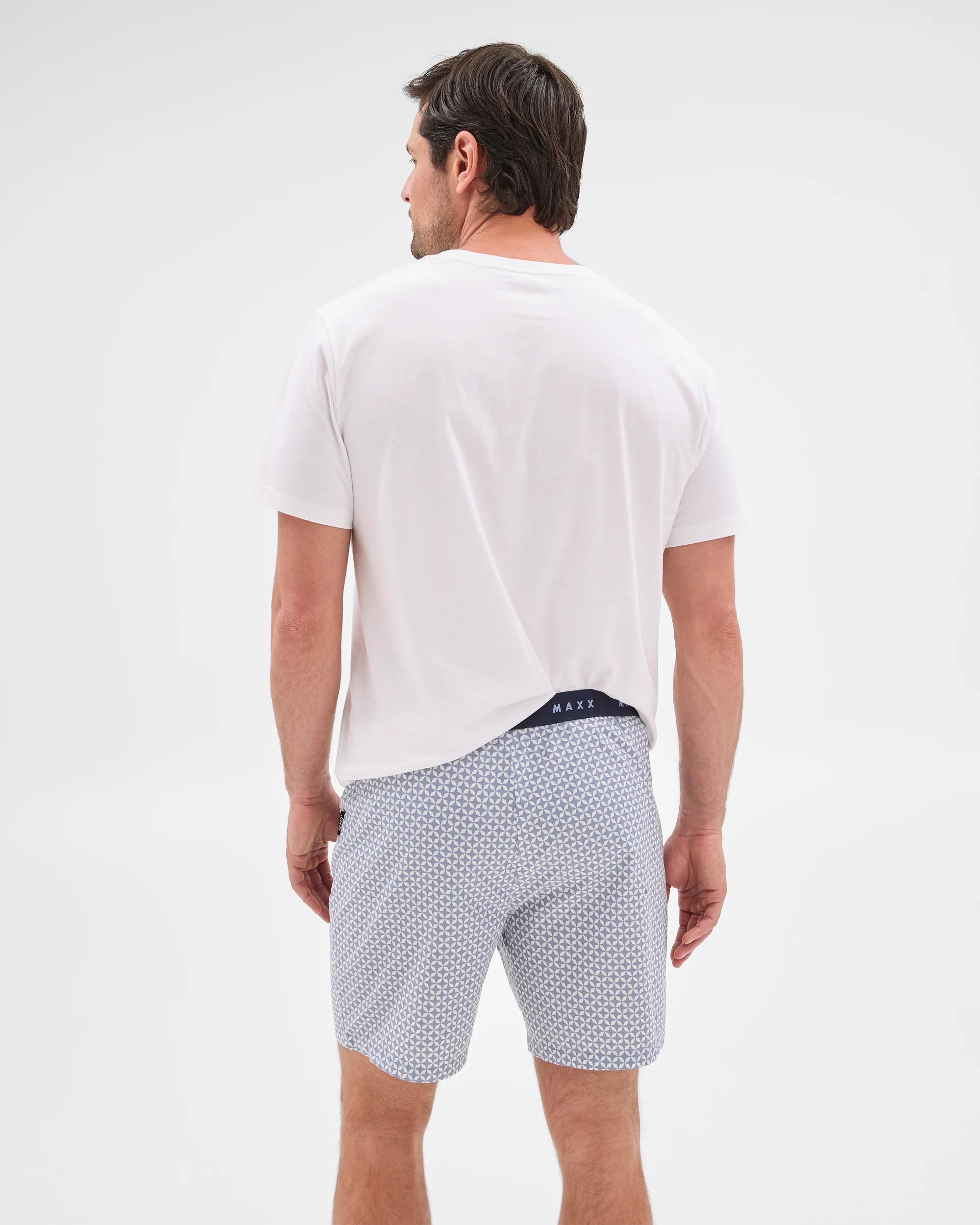 5 Mens Australian Cotton Woven Sleep Shorts - Maxx BLUE GEO, 5 of 6