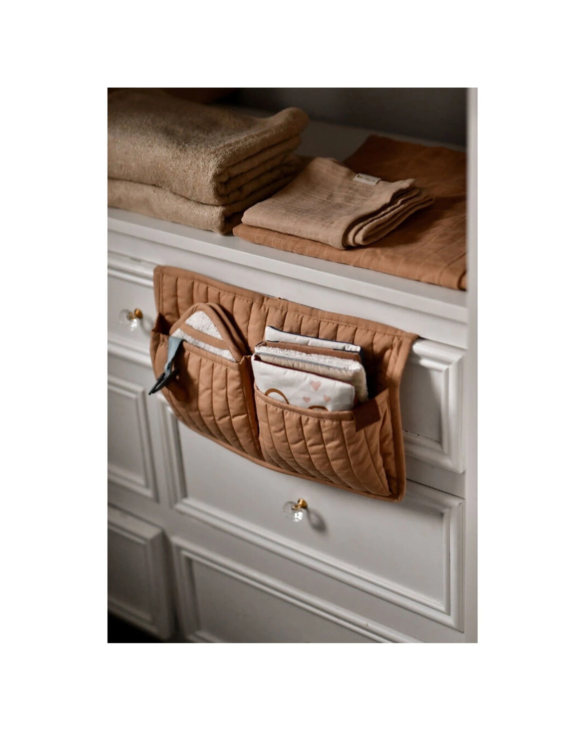 3 Fabelab 100 Percent Cotton Quilted Crib Or Wall Pocket Storage Small - Beige, 3 of 3