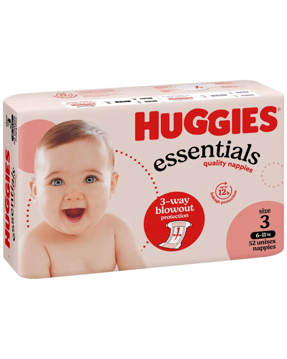 Huggies Essentials Nappies Crawler Size 3 52 Pack