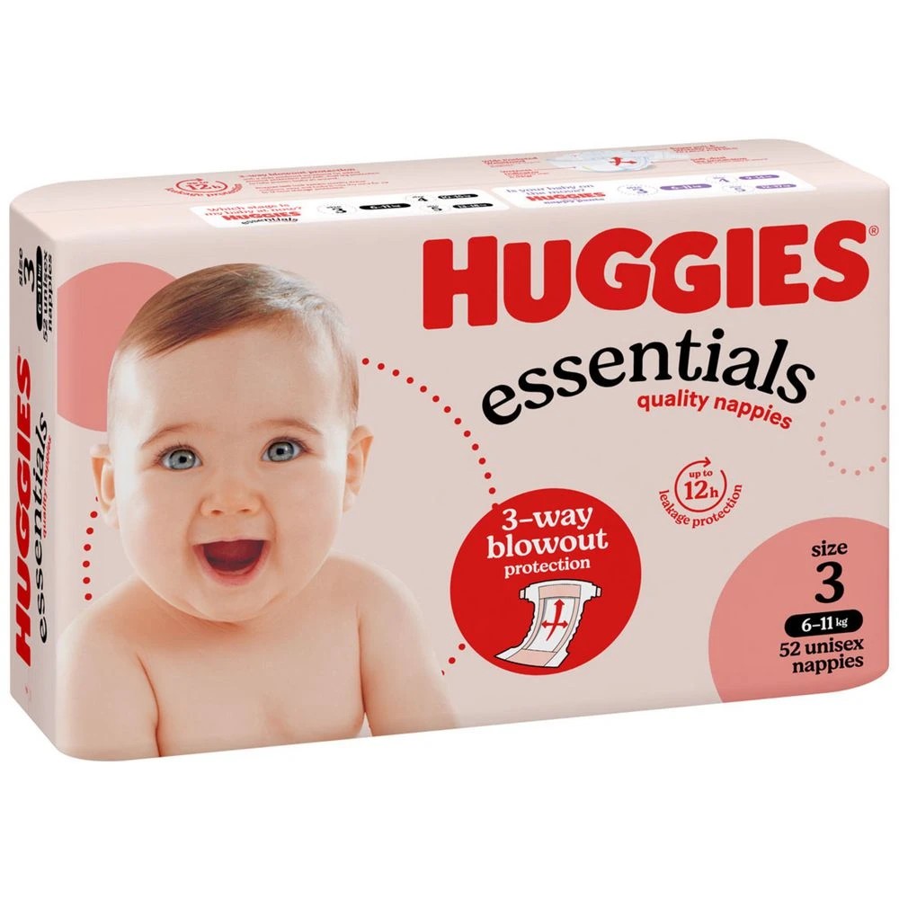 1 Huggies Essentials Nappies Crawler Size 3 52 Pack, 1 of 10