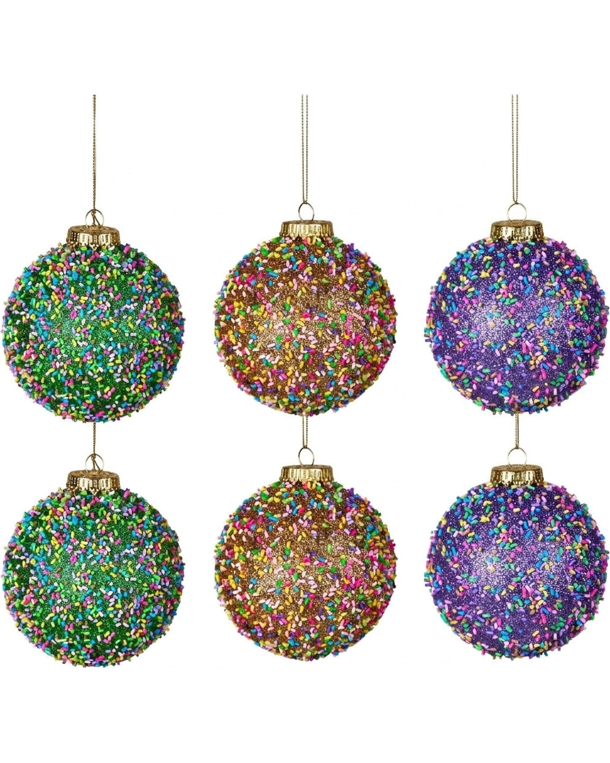 Christabelle 6 Beaded Glass Christmas Baubles Assorted 10cm Xmas Tree ...