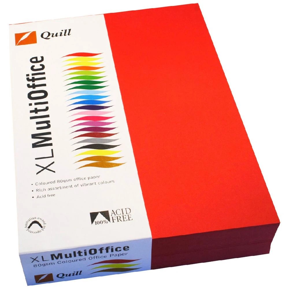 1 Quill Coloured Paper 80gsm A4 Red 500 Sheet Ream, 1 of 1