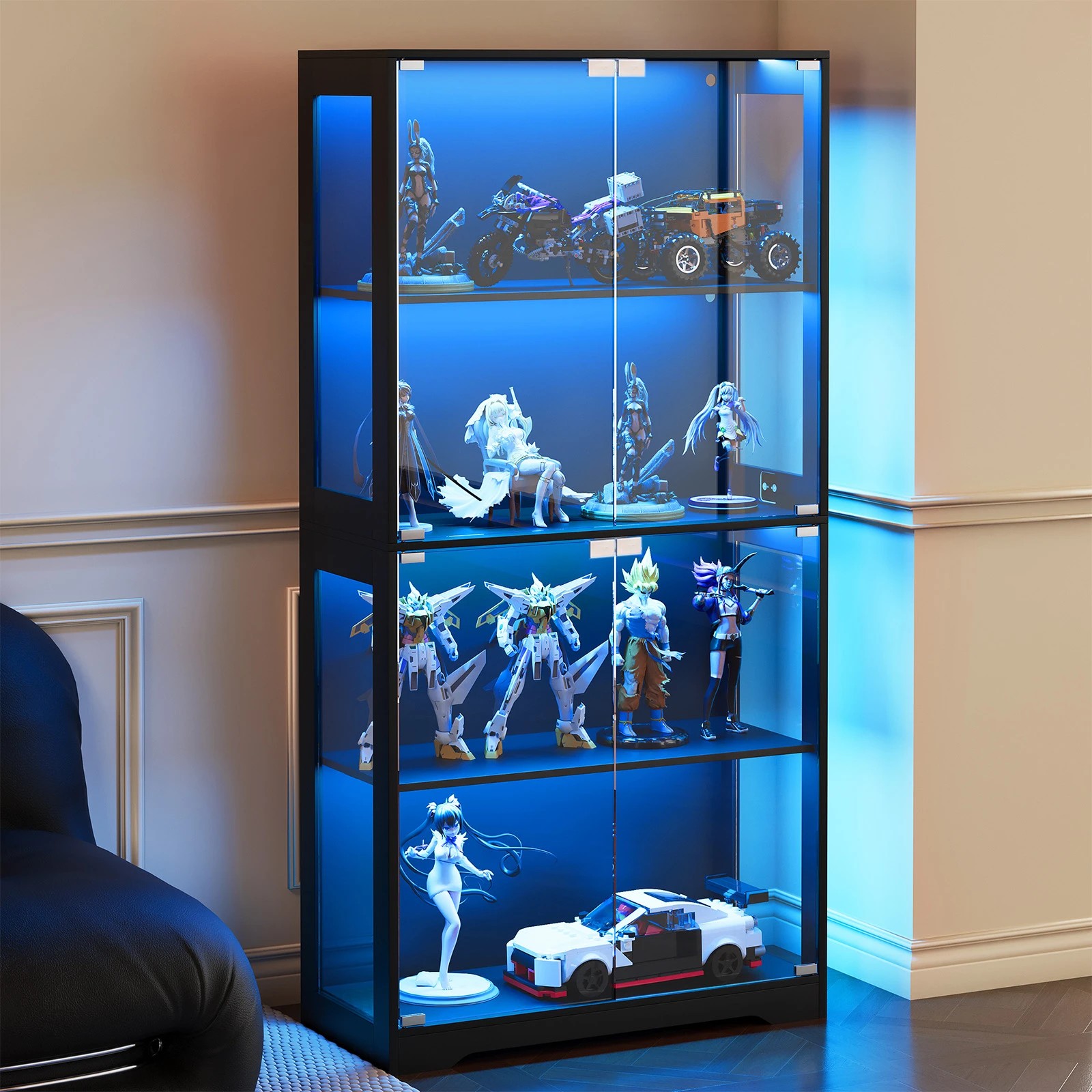 2 Advwin 4 Tier Display Cabinet Tall Storage Bookshelf Organizer Hallway Storage Cabinet, 2 of 9