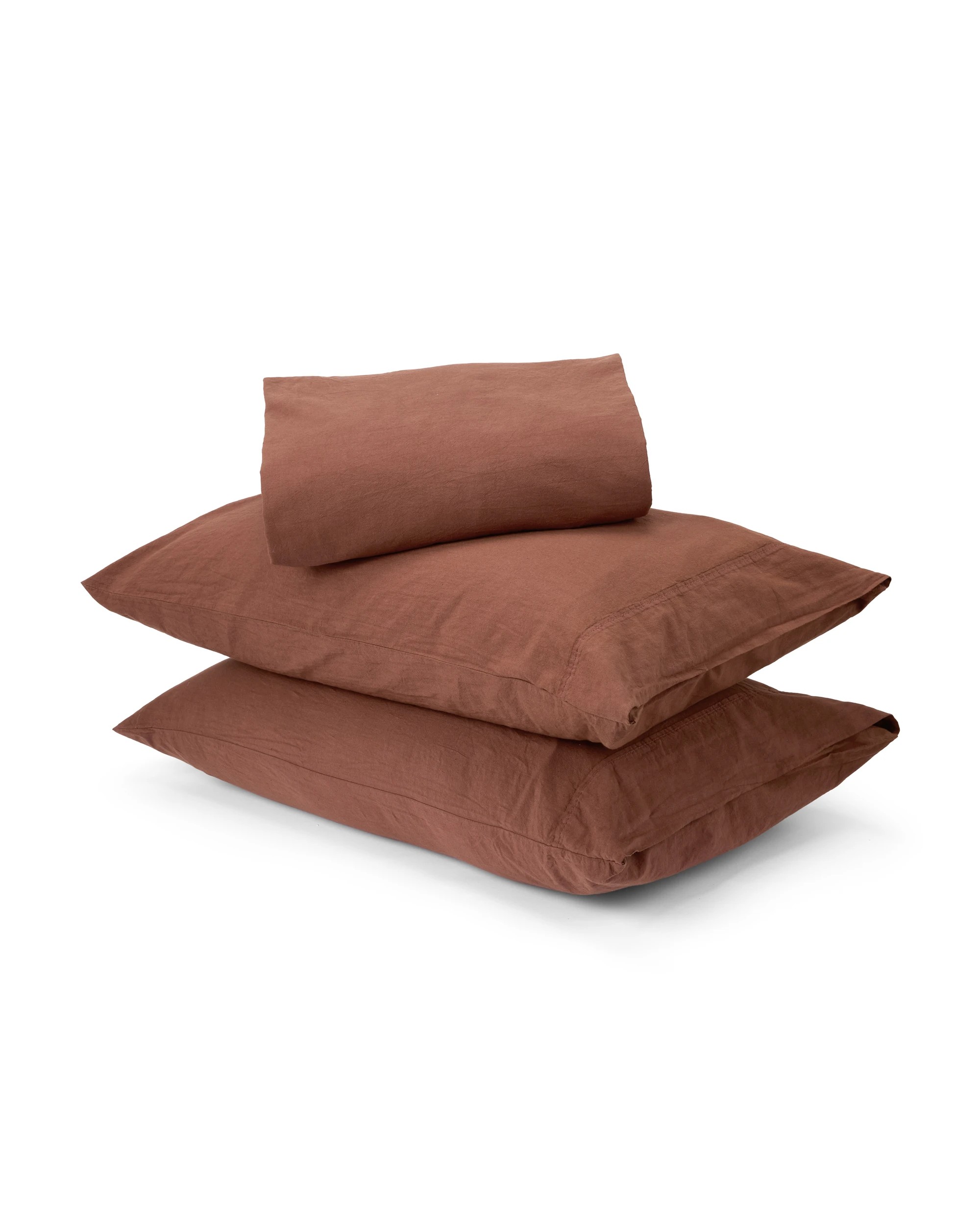 3 Stonewashed Cotton Sheet Set - King Bed, Chocolate, 3 of 7