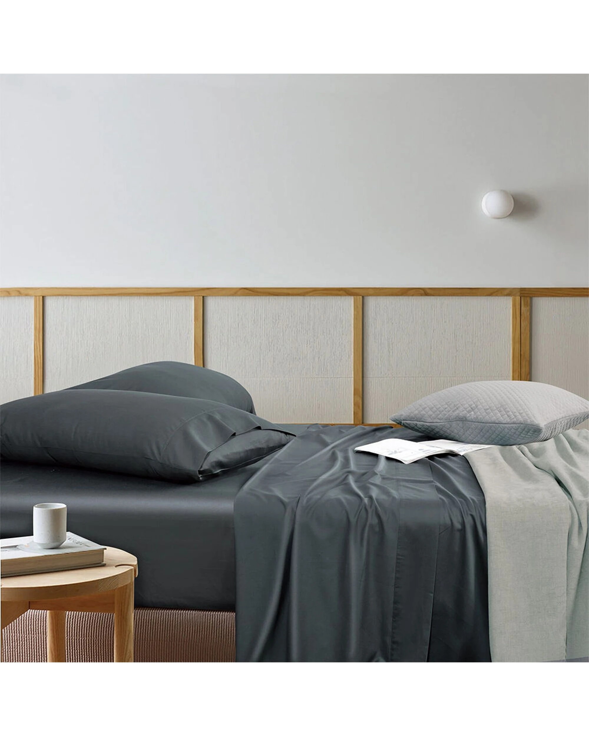 6 Bianca Rosebank 500TC Bamboo Cotton Sateen Blend Sheet Set With 2 Pillowcases - Super King Bed - Grey, 6 of 7