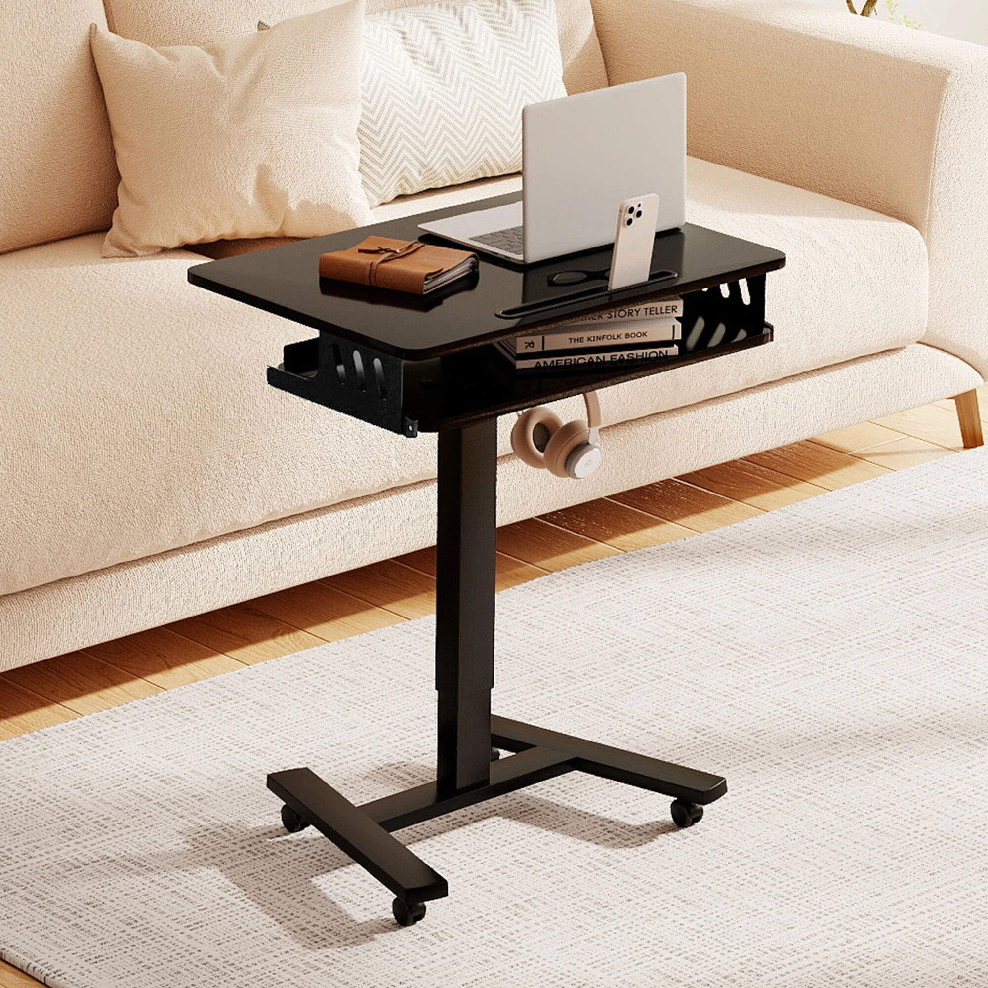8 Levede Mobile Standing Desk - Black, 8 of 9