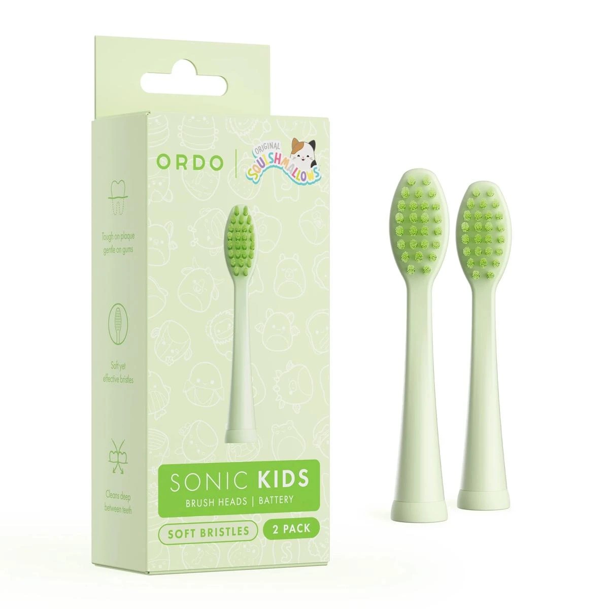 1 Original Squishmallows 2 Pack Ordo Sonic Kids Battery Brush Heads - Rutabaga, 1 of 7