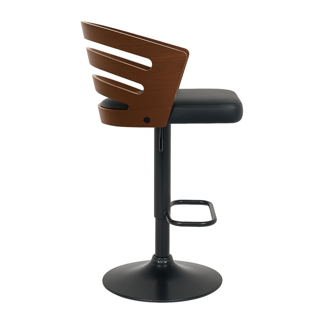 4 Sarantino Set of 3 Bentwood Walnut Barstool Leather Seat and Metal Base, 4 of 4