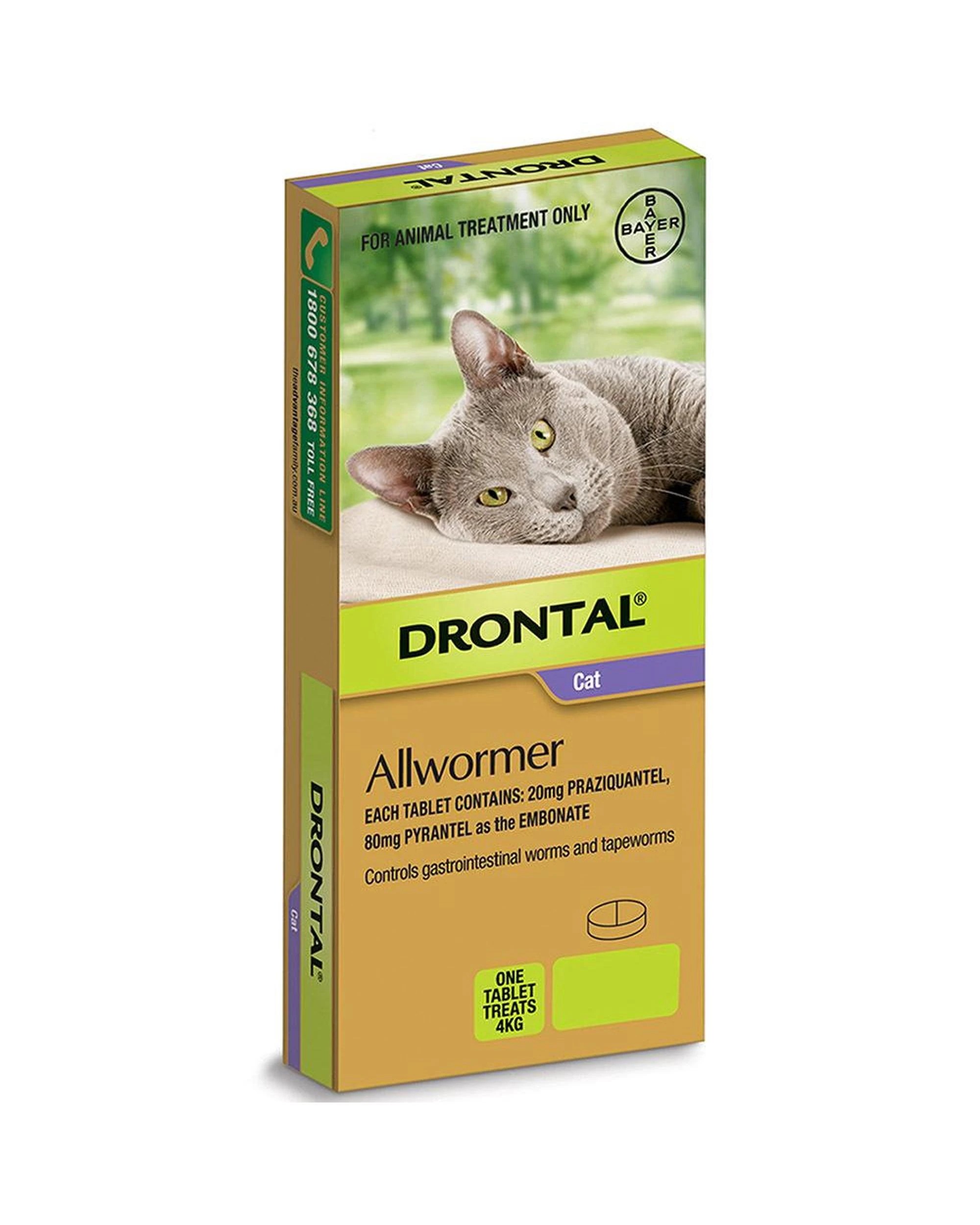1 Drontal Allwormer Ellipsoid Cat 4kg 2 Pack, 1 of 2