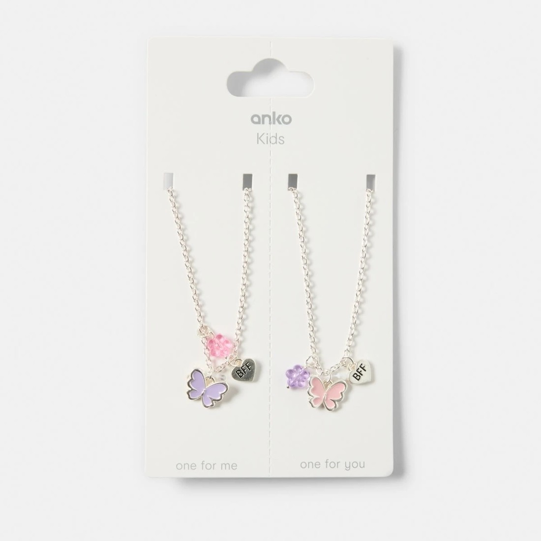 3 2 Pack BFF Butterfly Necklace - Silver Tone, 3 of 3