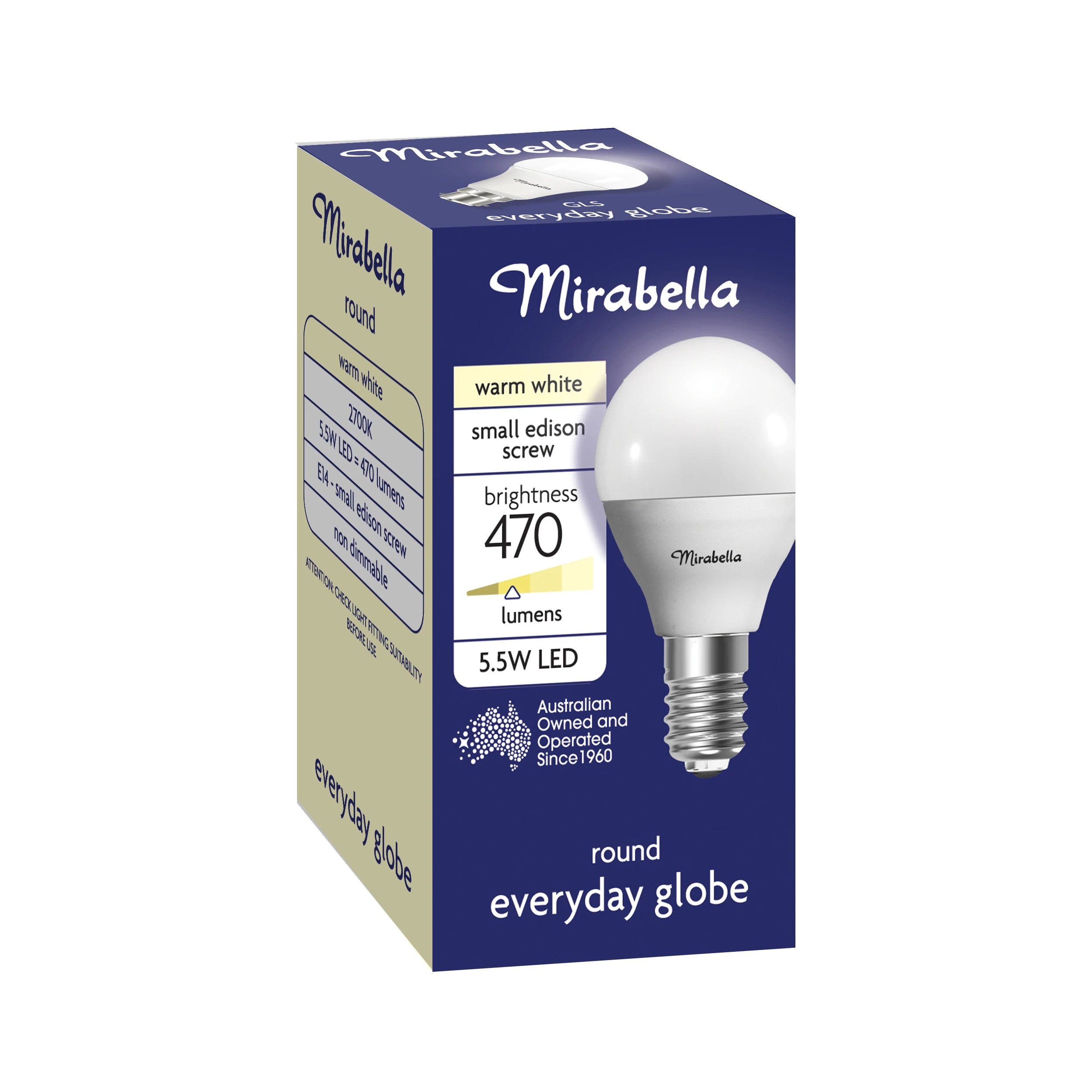 2 Mirabella E14 5.5W LED Warm White Round Bulb, 2 of 6