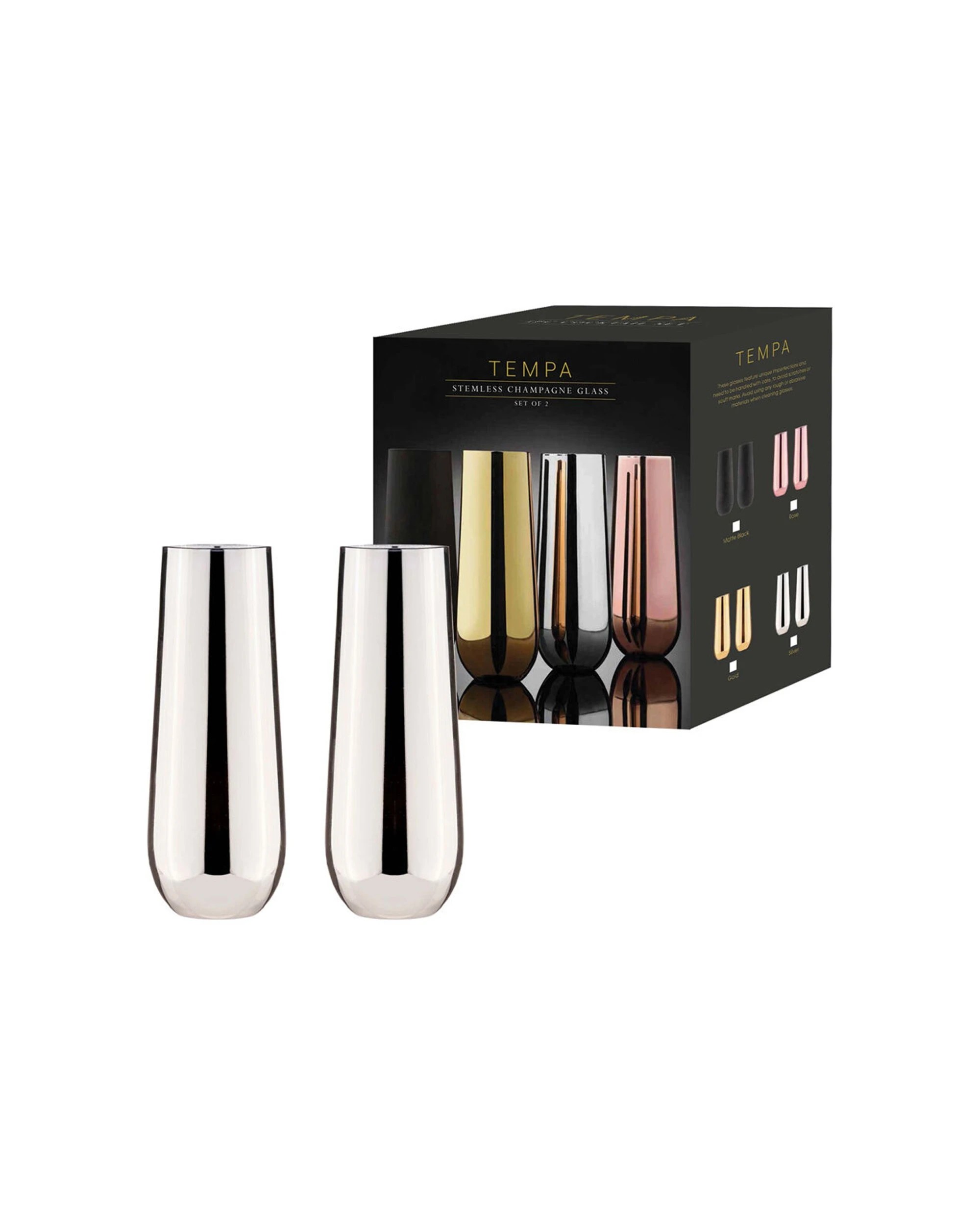 3 Ladelle 2PK Aurora Stemless Champagne Glass Cup Set 500ml - Silver, 3 of 3