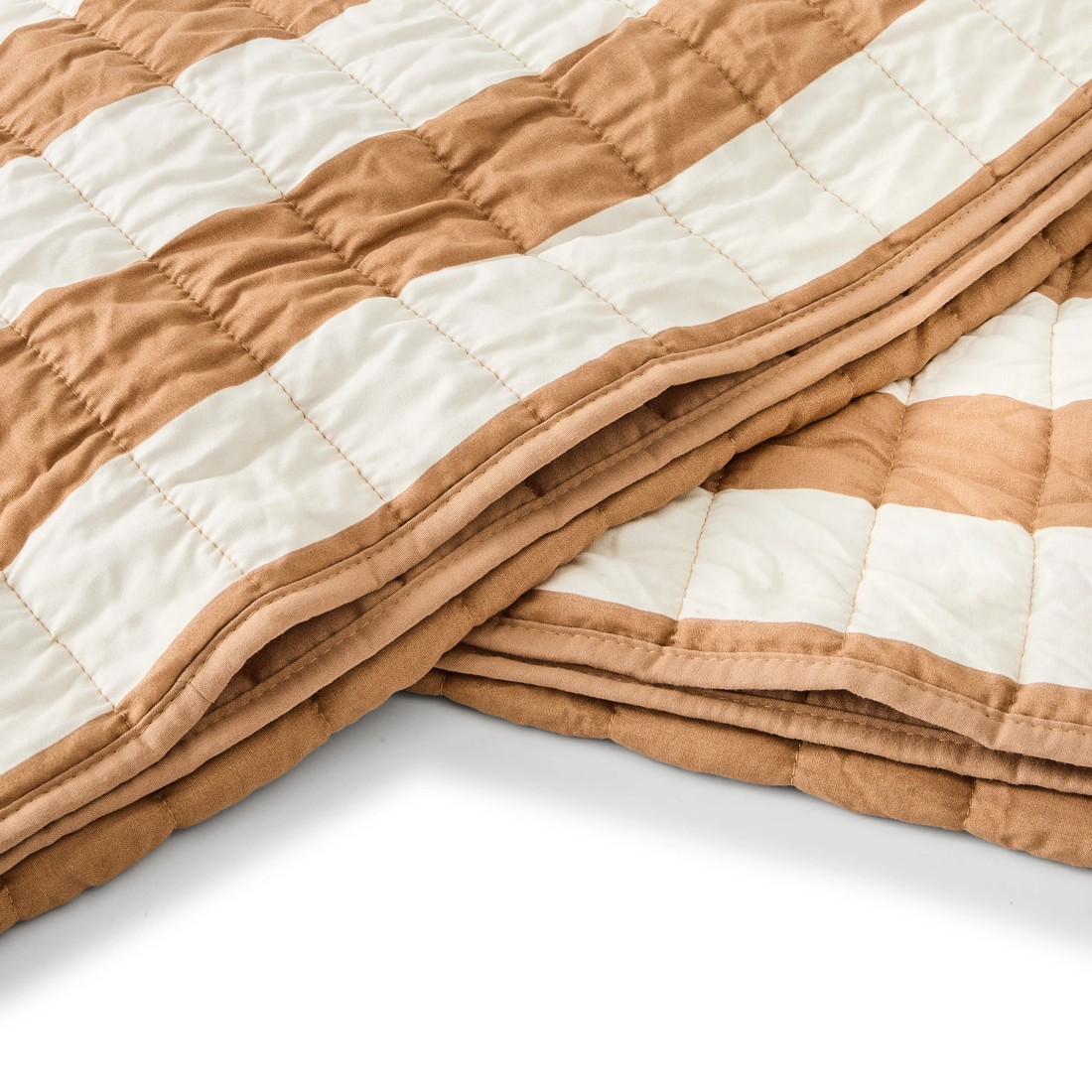 7 Reversible Stripe Coverlet Set - Queen/King Bed, Beige, 7 of 9