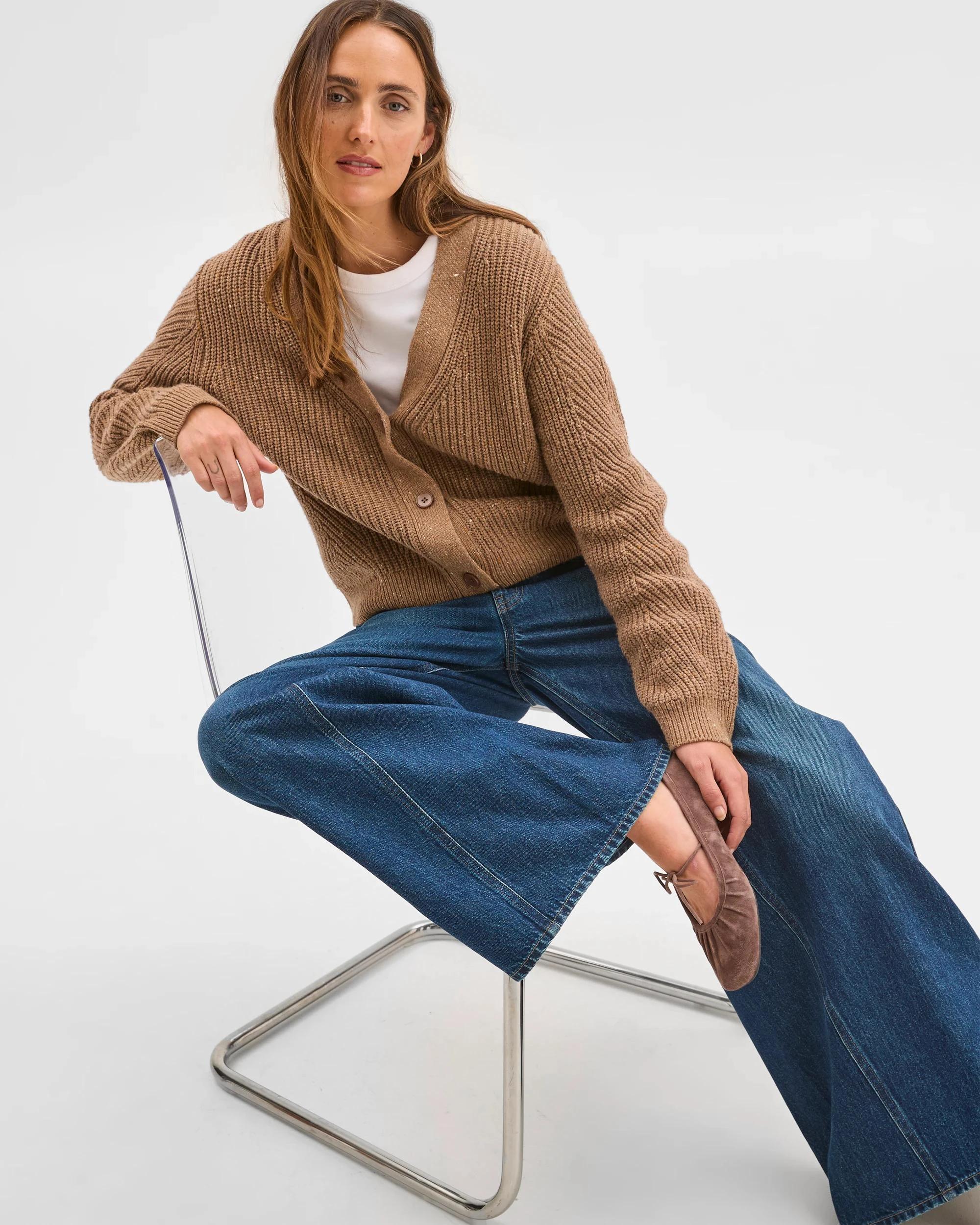 1 Target Woman Australian Cotton Blend V-Neck Knit Cardigan PARTRIDGE, 1 of 8