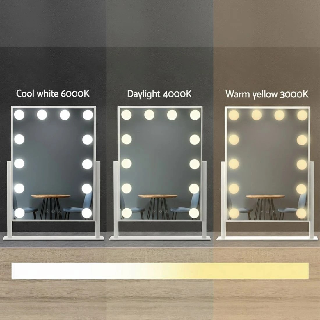 4 Embellir Makeup Mirror 30x41cm Hollywood Vanity with LED Light Rotation Tabletop - Multi, 4 of 6