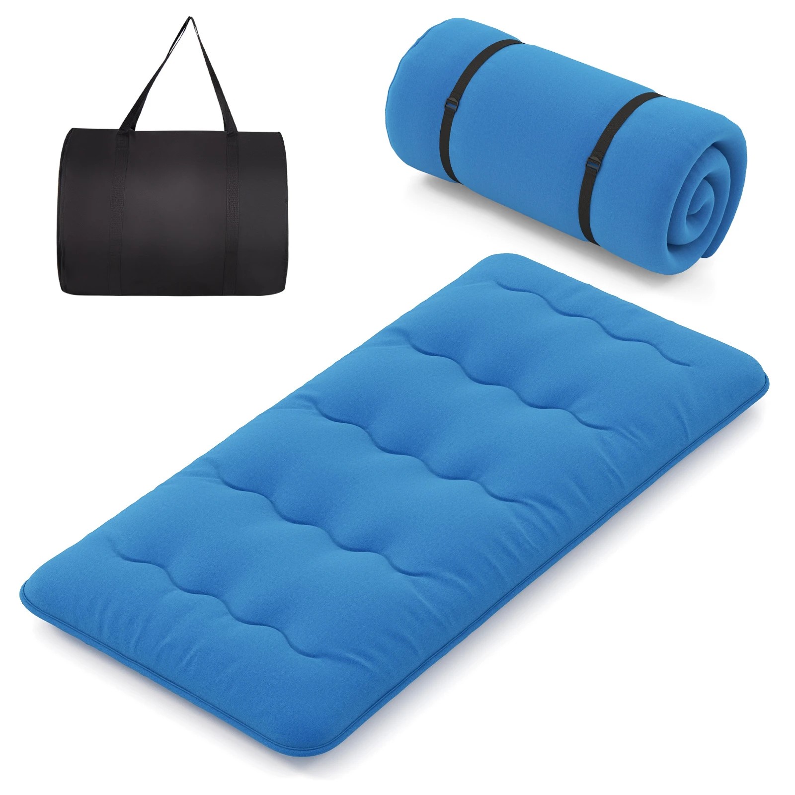 1 Costway Twin Size Camping Mattress Roll up Mat Cushion Floor Lounger Bed Sleeping Pad - Blue, 1 of 3