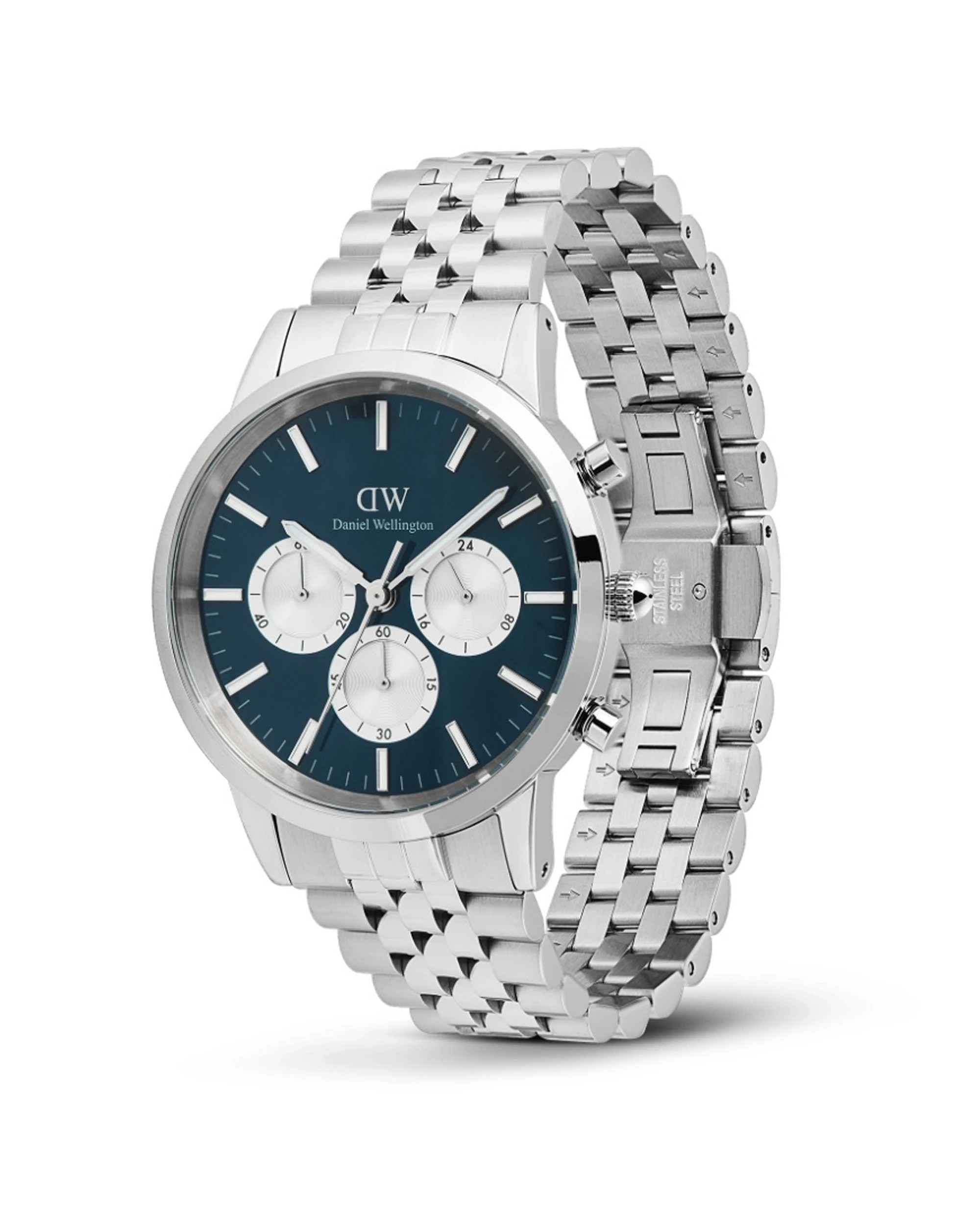 3 Daniel Wellington Iconic Chronograph Arch 5-Link Arctic Panda Silver Watch 42mm, 3 of 6