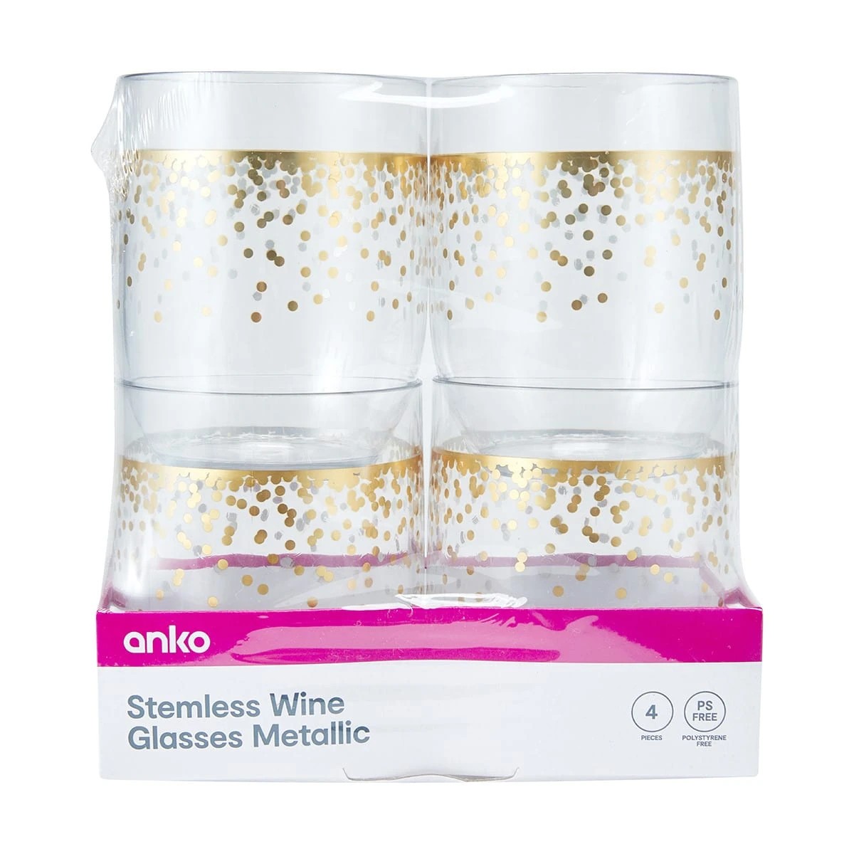 5 4 Pack Reusable Stemless Metallic Plastic Wine Glasses, 5 of 5