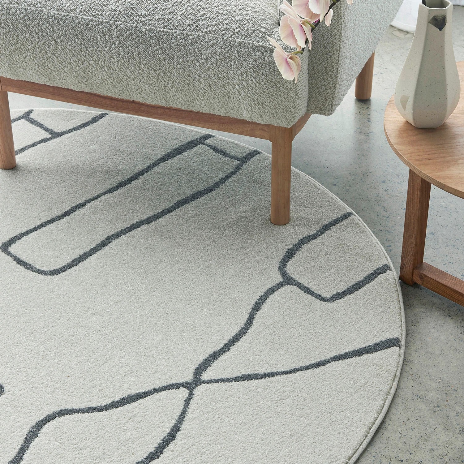 3 Common Ground Rugs Elysium Amy 240x240cm - Large Round Power Loomed Pet Friendly Rug - Natural, 3 of 6