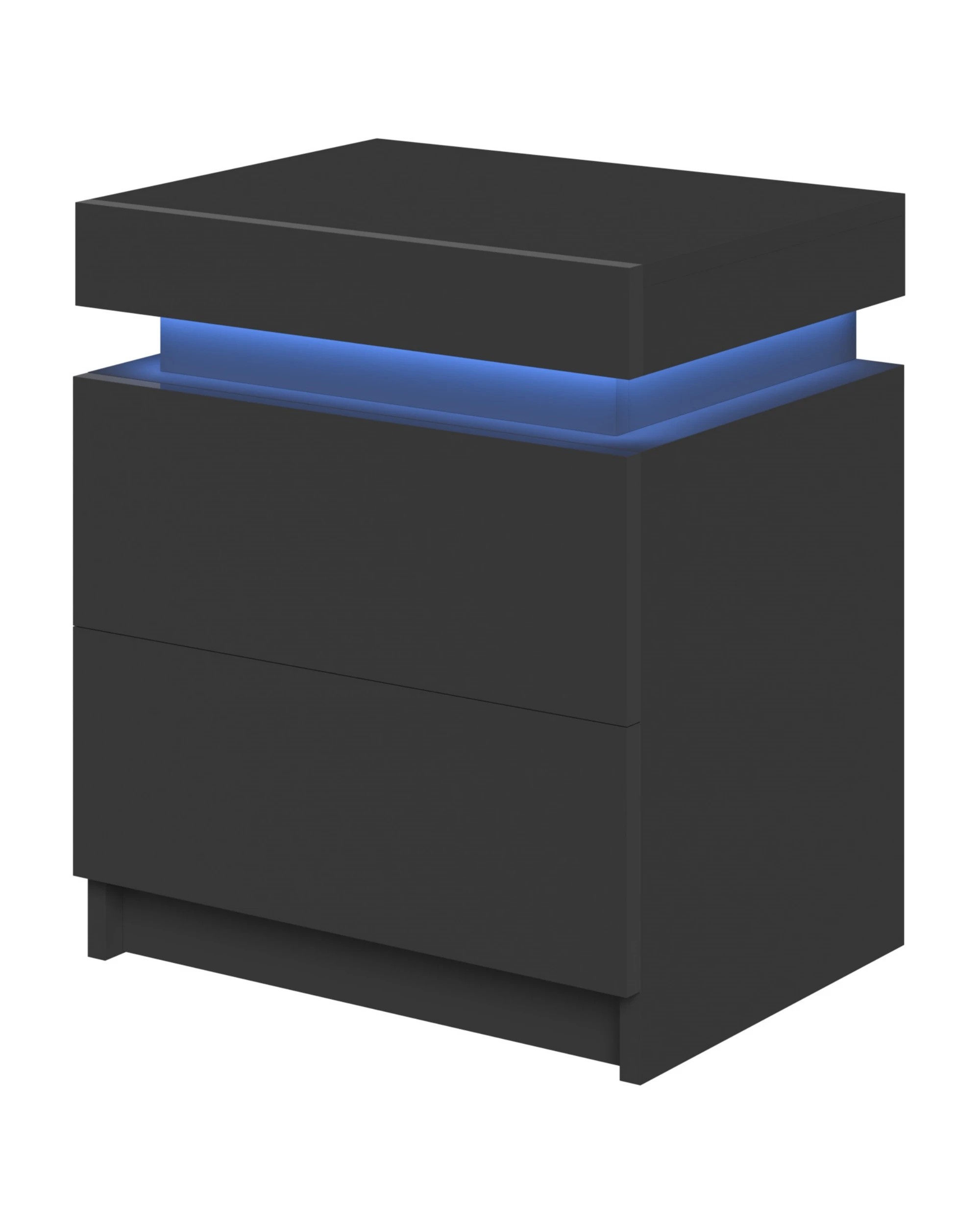 1 Advwin LED Bedside Table Lift Up with 2 Drawers - Black, 1 of 10