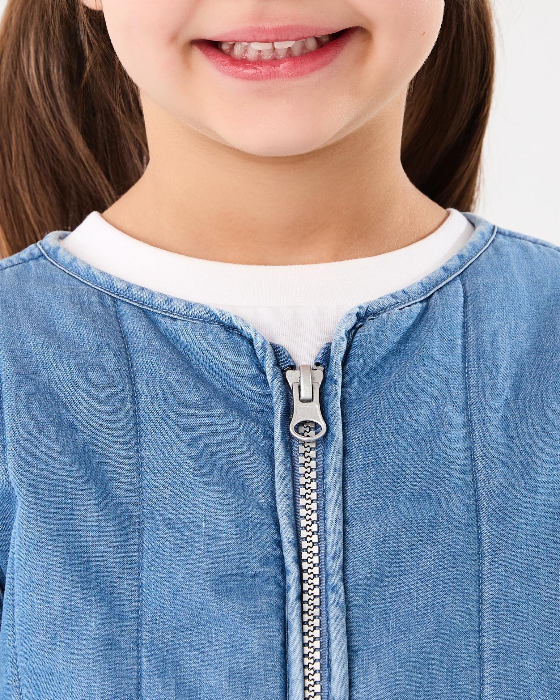 4 Chambray Padded Jacket Mid Denim, 4 of 8