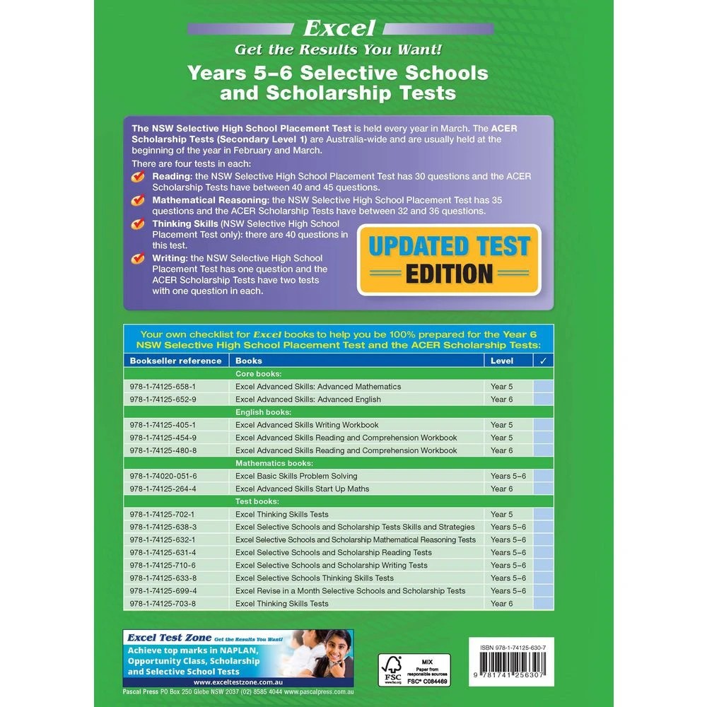 7 Excel Selective Schools & Scholarship Tests Years 5-6, 7 of 7