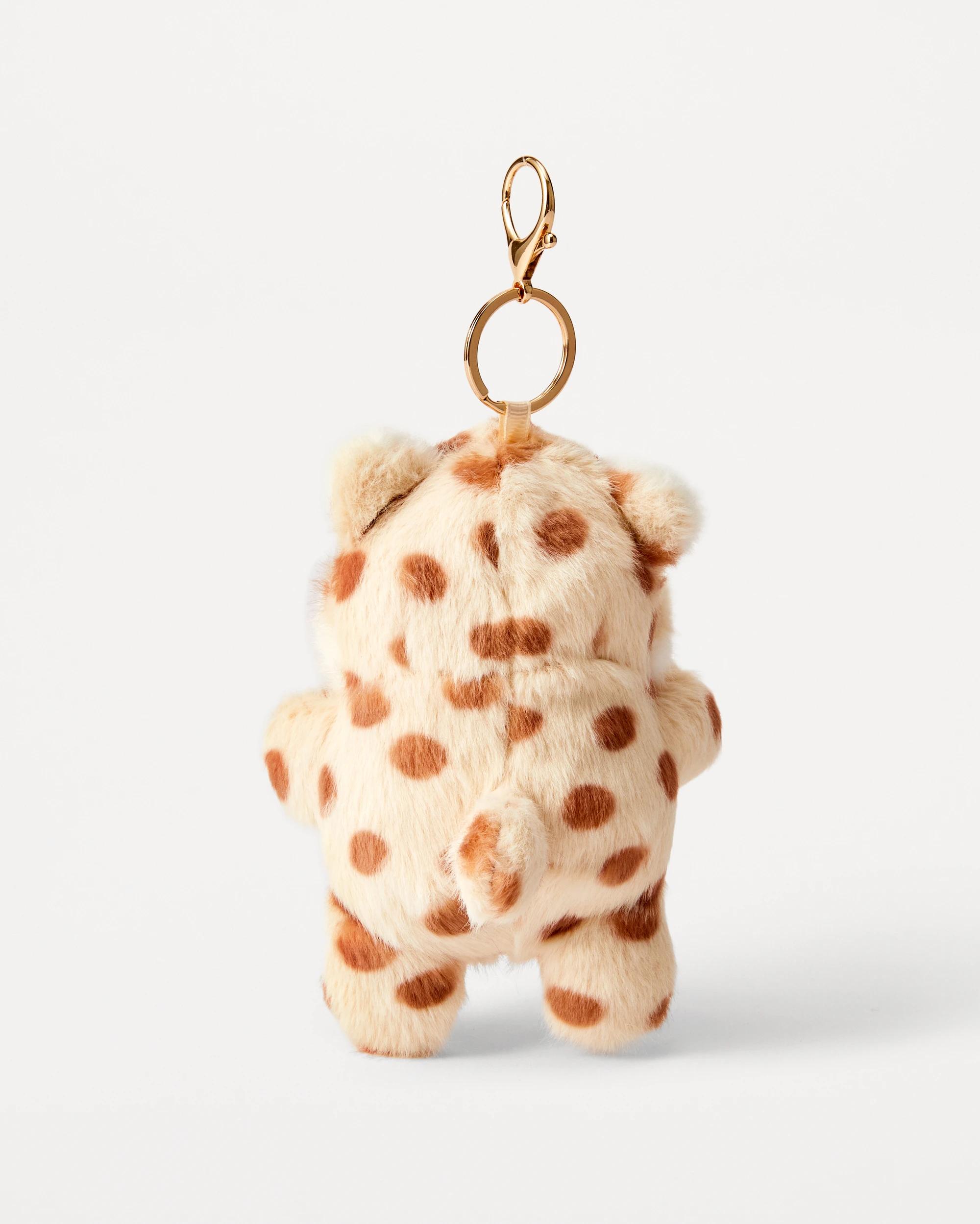 3 Fluffy Cat Bag Charm Keyring - White and Gold Tone White2, 3 of 5