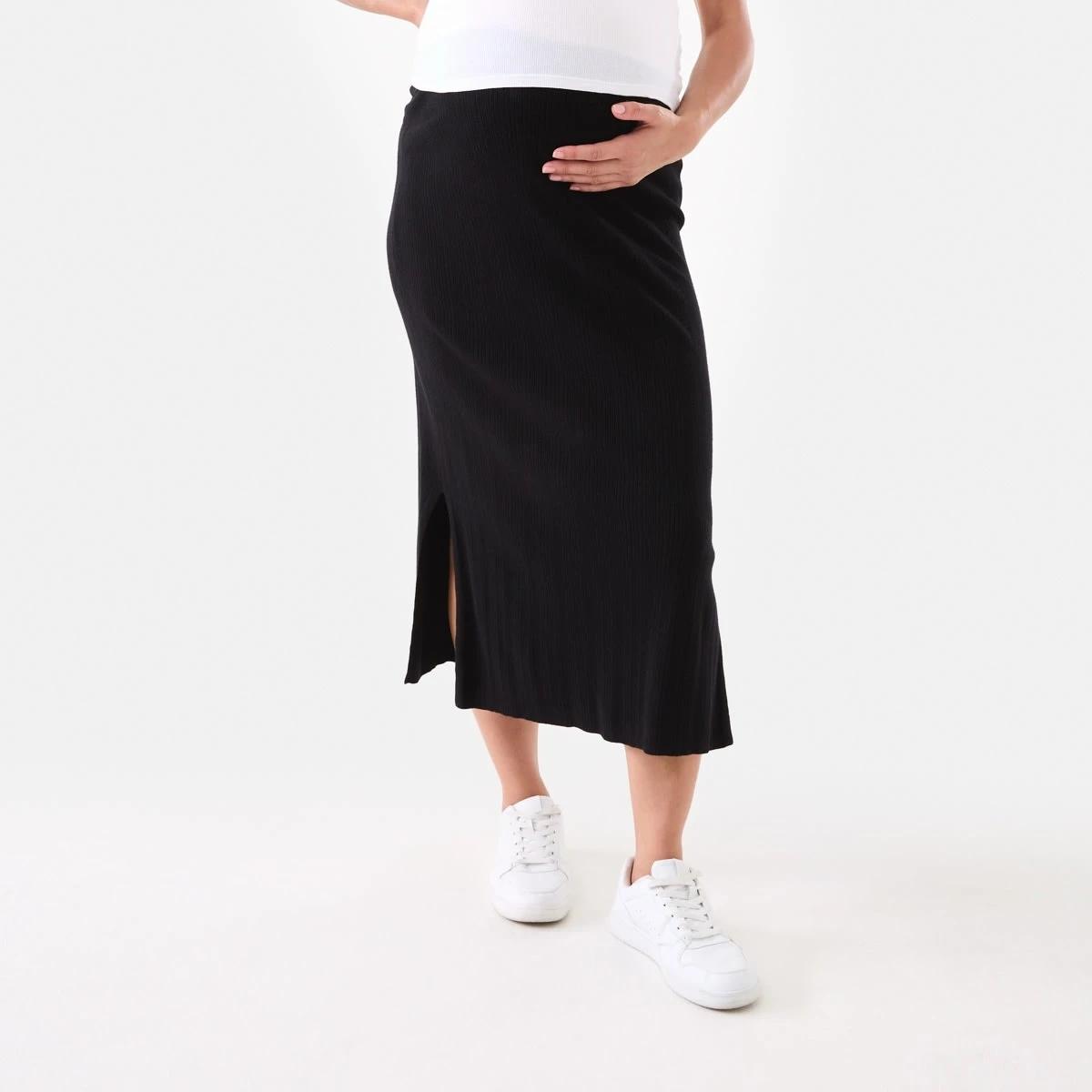 1 Maternity Rib Column Skirt Black, 1 of 5
