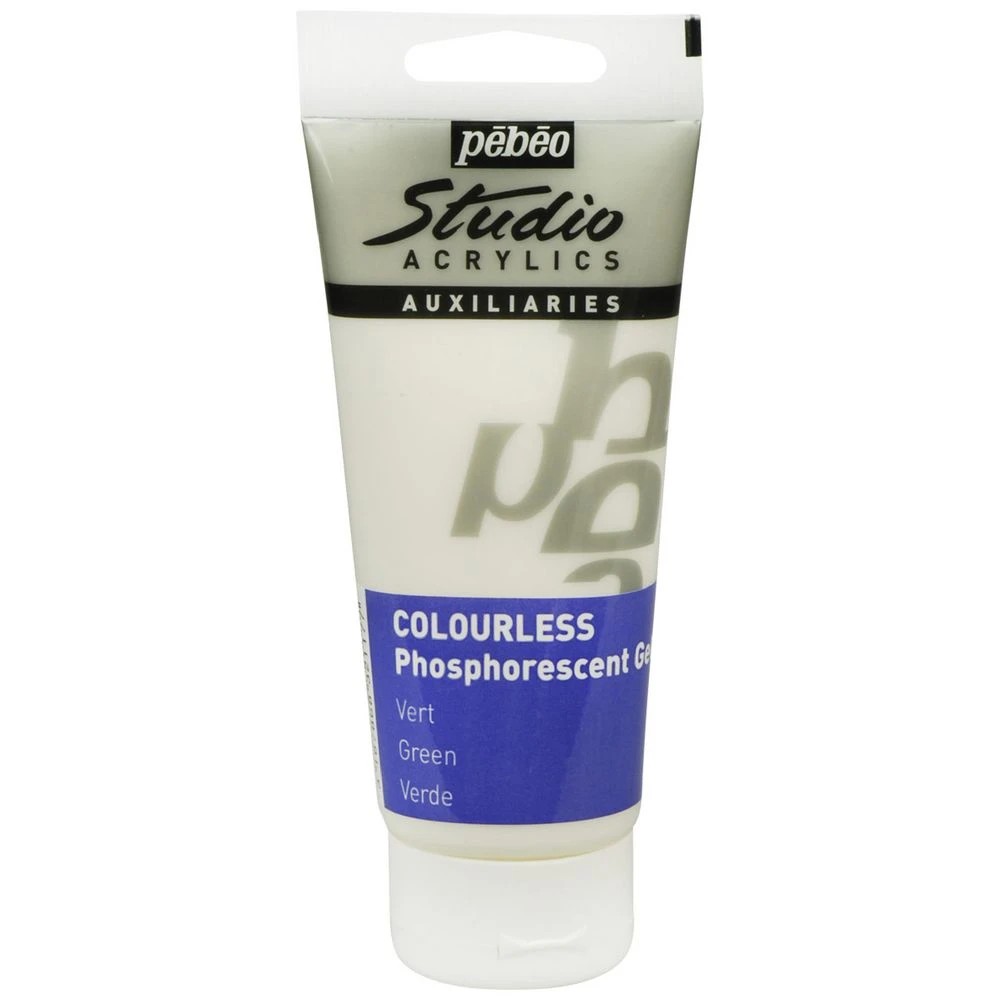 1 Pebeo Studio Acrylics Phosphorescent Gel 100mL Clear, 1 of 2
