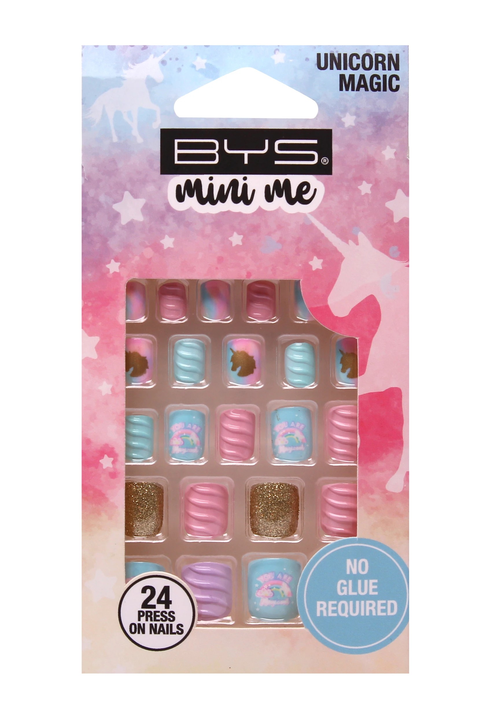 1 BYS Mini Me 24 Pack Press on Nails - Unicorn Magic, Square Shape, 1 of 2