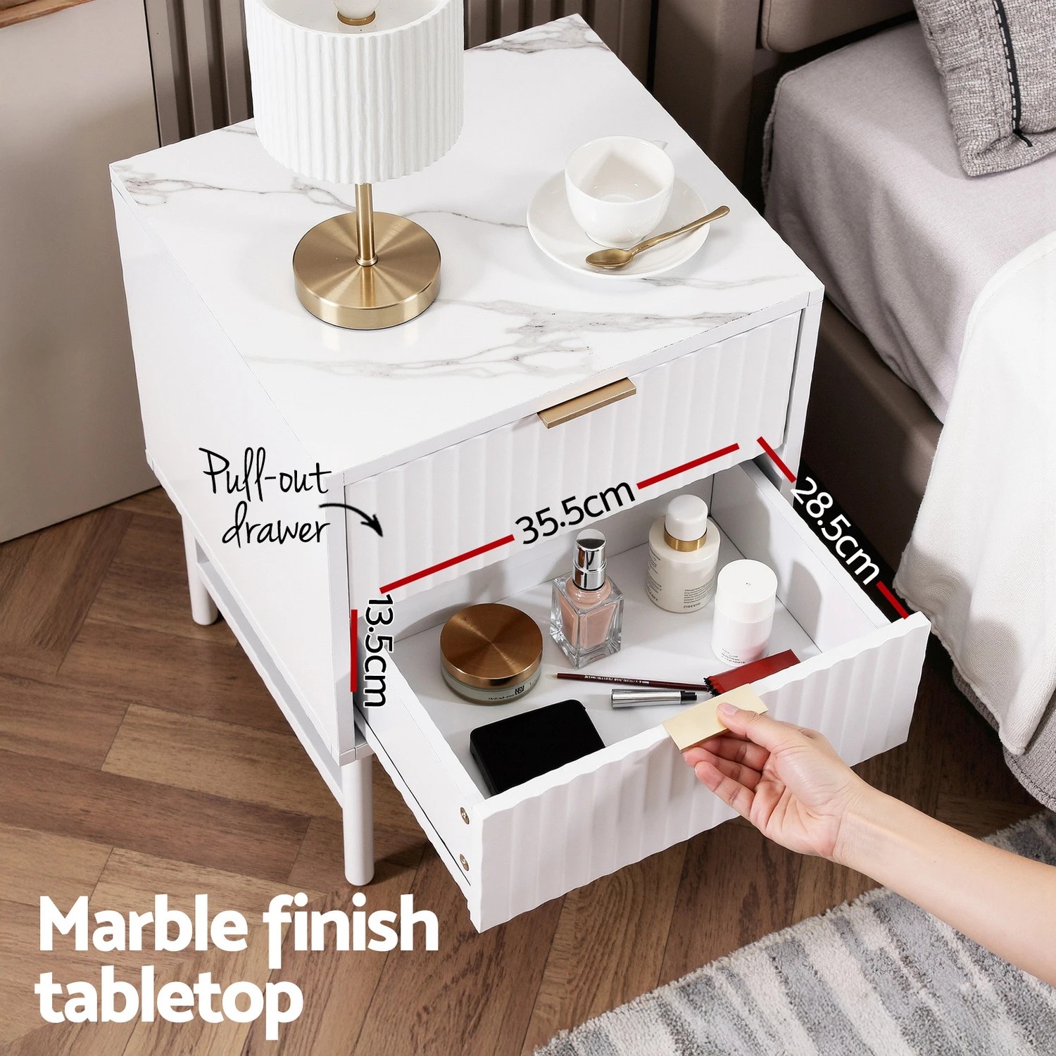 4 Artiss Bedside Table 2 Drawers - - White, 4 of 6