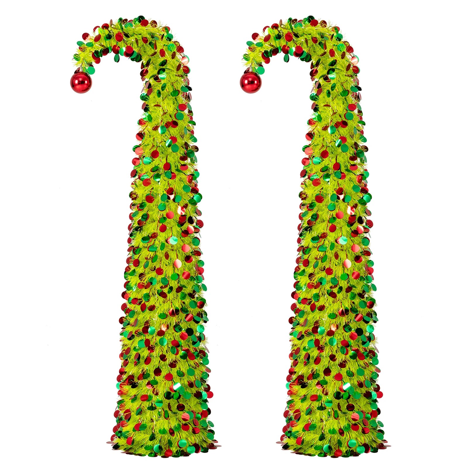 Costway 2PCS 1.5M Pop Up Whimsical Christmas Tree Collapsible Tinsel ...