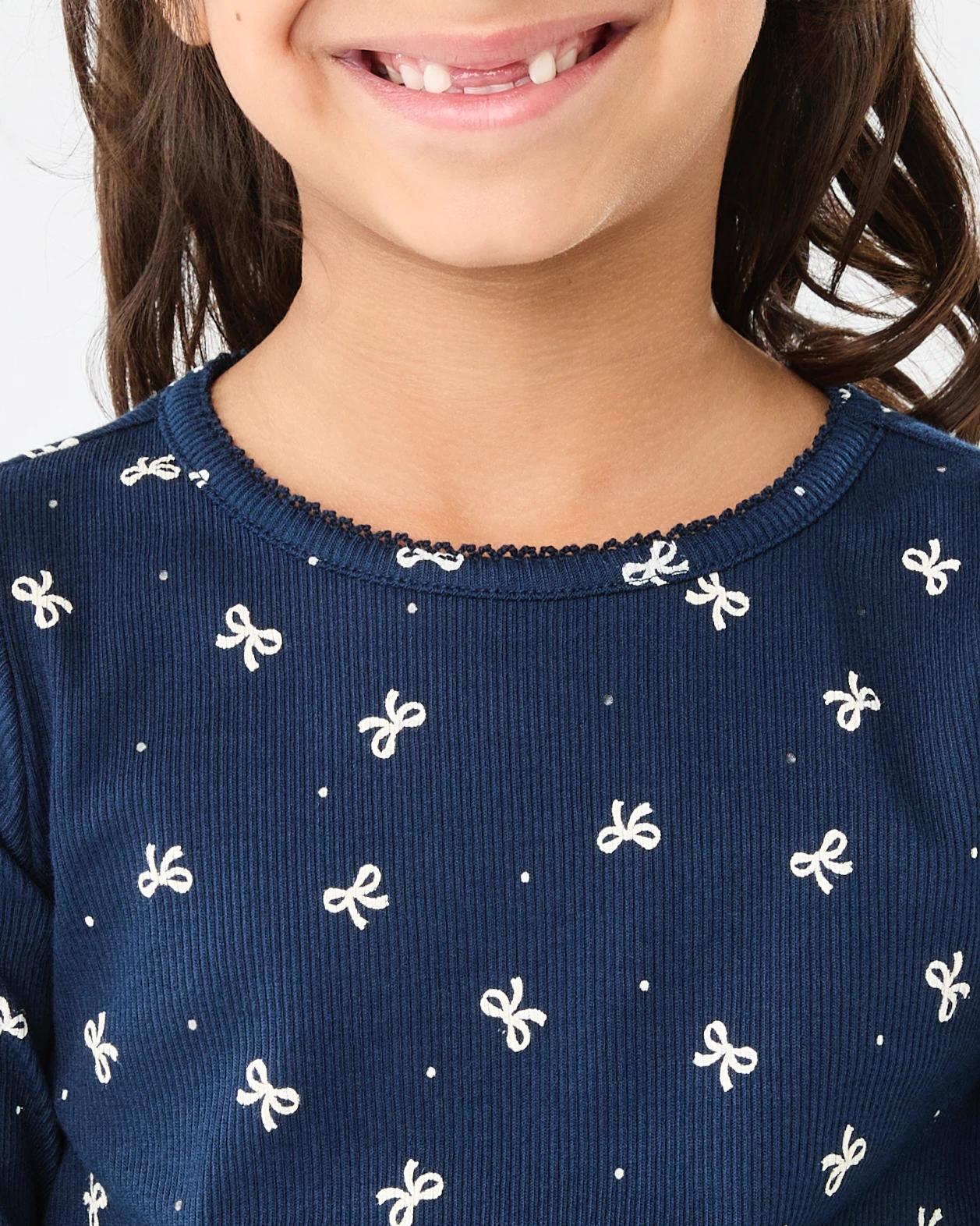 5 Long Sleeve Rib T-shirt Nvy Bow, 5 of 8