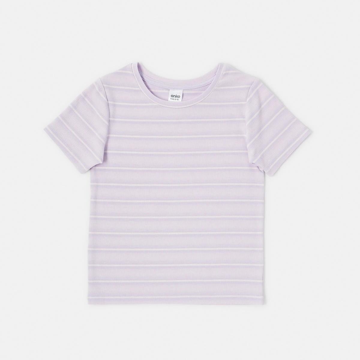 8 Short Sleeve Rib Top Pur Stripe, 8 of 9