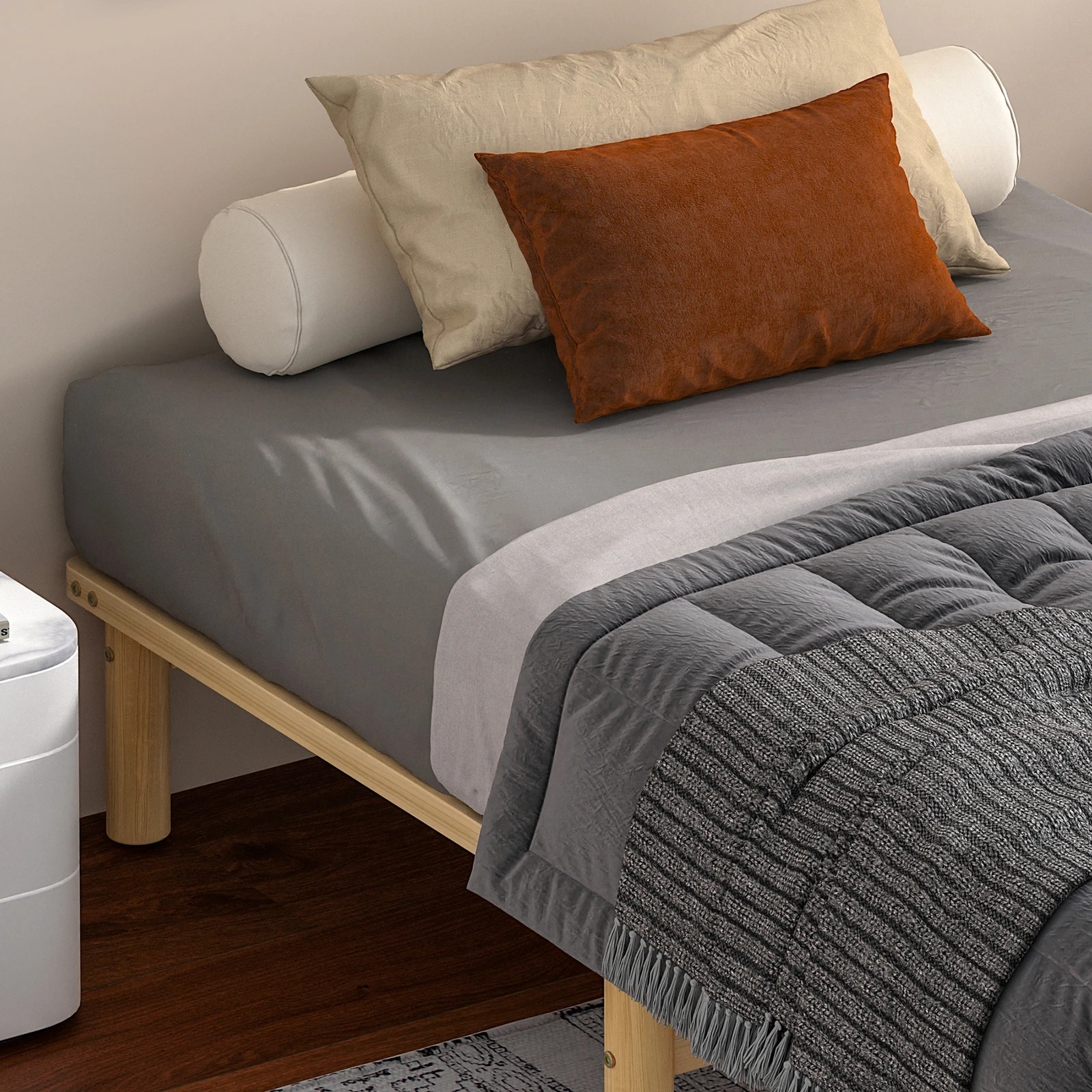 4 Alfordson Bed Frame Wooden Timber King Single Mattress Base Platform Basia - Natural, 4 of 10