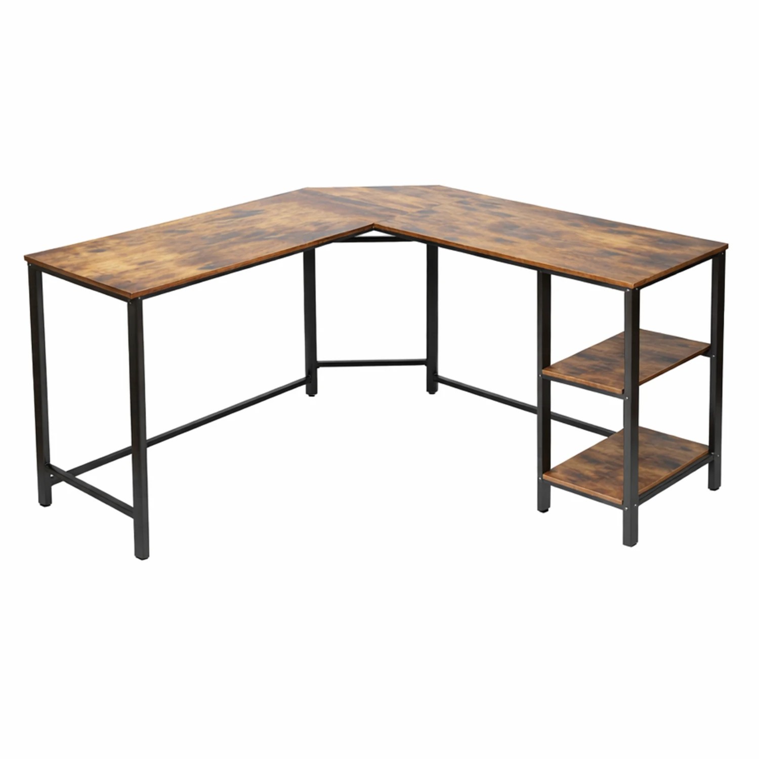 1 Foret Computer Desk Lshape Office Corner Table Storage Study Work Metal Antique, 1 of 10
