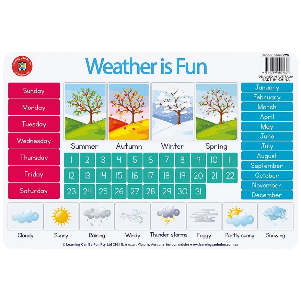 1 Learning Can Be Fun Weather Placemat, 1 of 1
