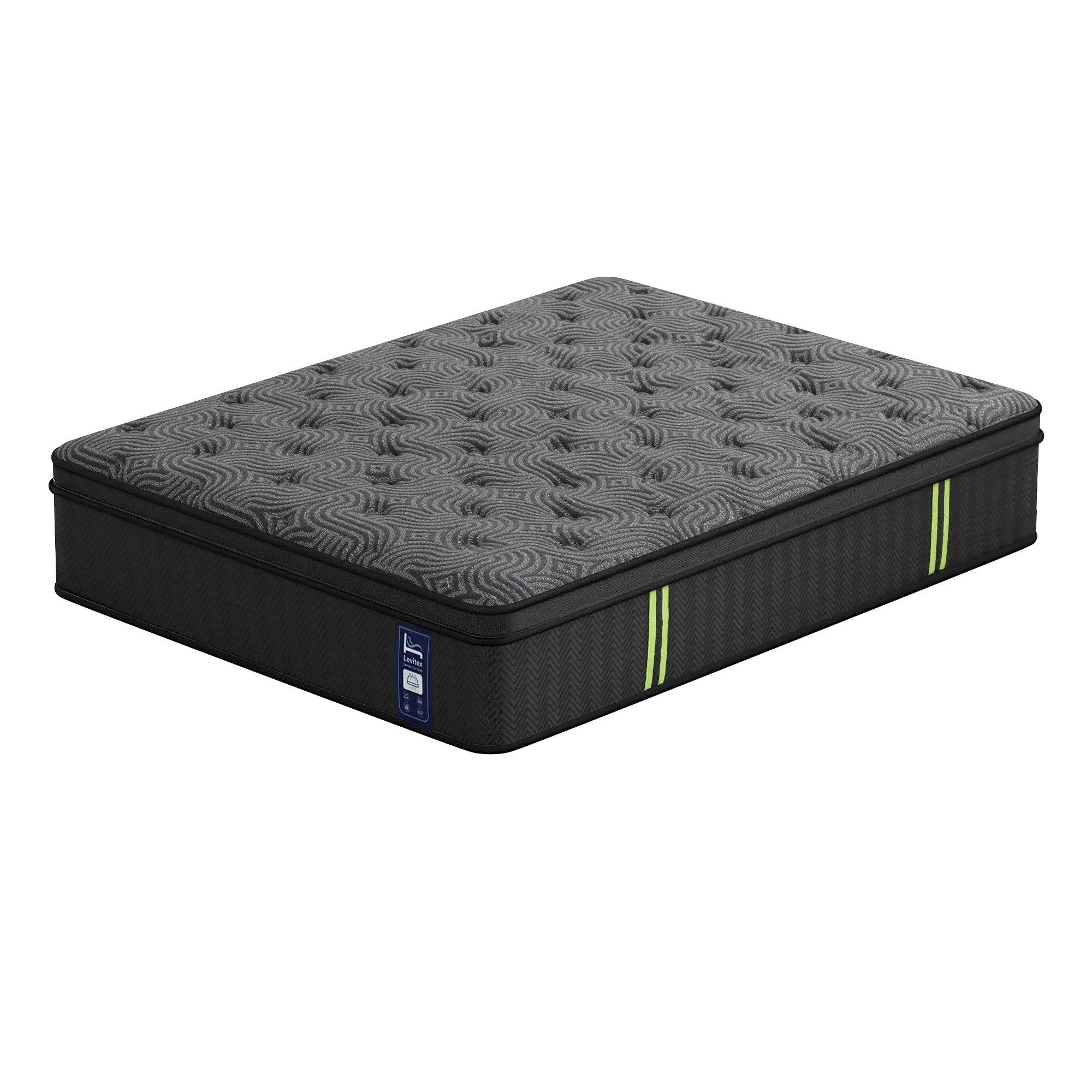 1 Levitex King Mattress 5-Zone Pressure Relief Pocket Spring, Reinforced Edge Gel Memory Foam Hybrid - King Bed - Black, 1 of 9