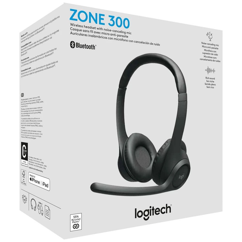 10 Logitech Zone 300 Wireless Headset Black, 10 of 10