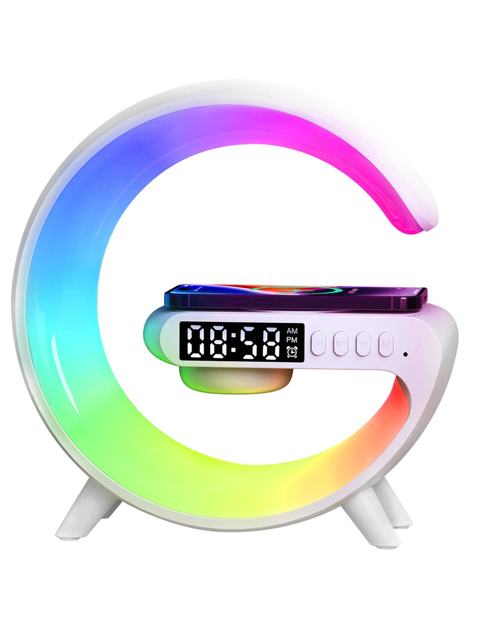 2 Charge Logic Wireless Charging RGB Clock Radio - White, 2 of 5
