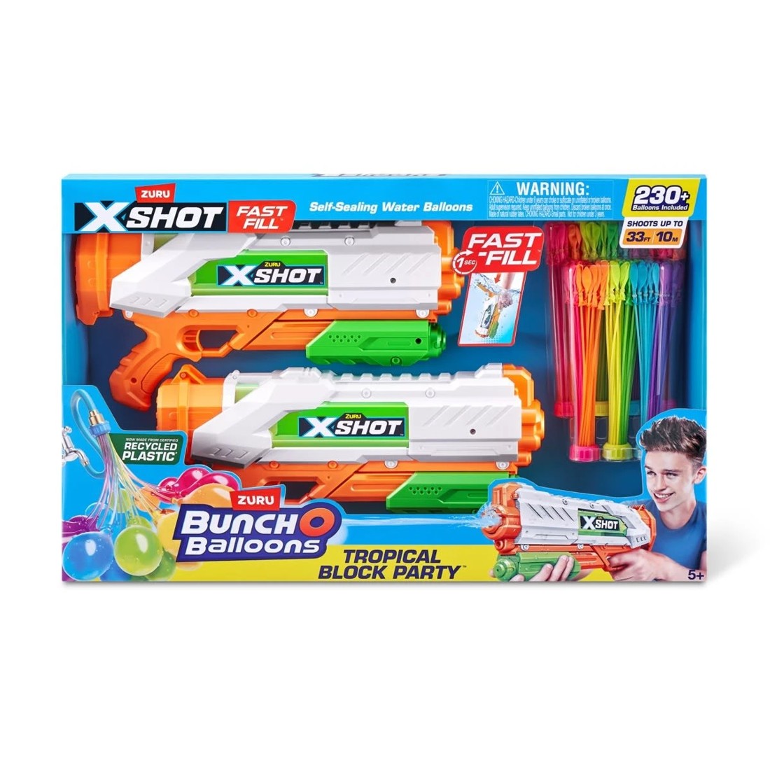 1 Zuru X-Shot Bunch O Balloons Tropical Block Party Blaster and Self-Sealing Water Balloons Set, 1 of 11