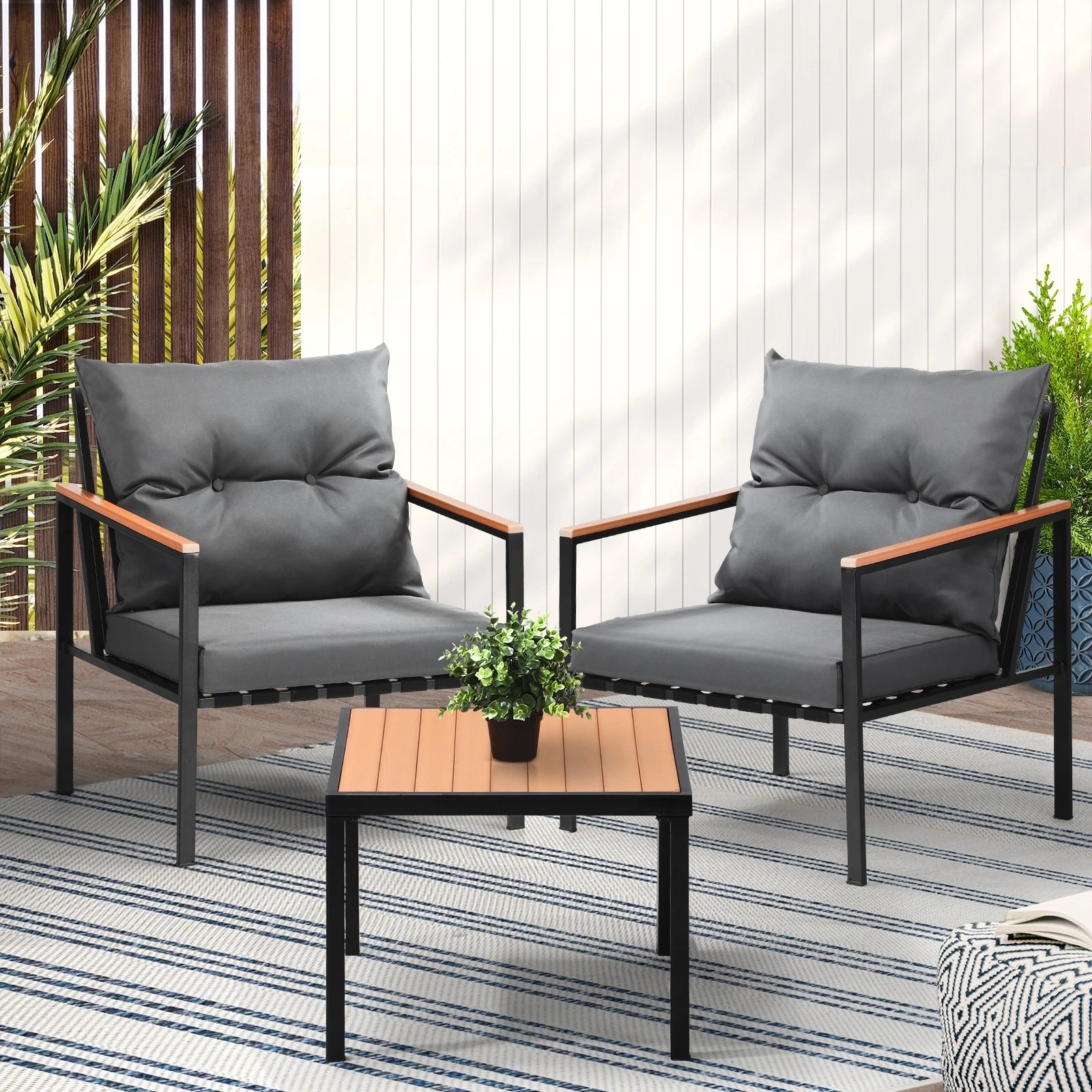 2 Livsip 3pcs Outdoor Furniture Lounge Setting Sofa Chairs Patio Dining Bistro Set
 - Multi, 2 of 8