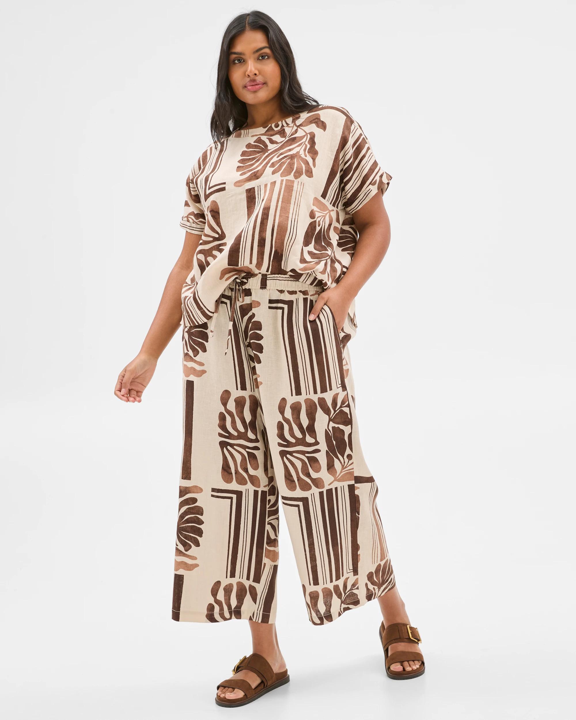 1 Target Plus Size European Linen Cropped Pants BATIK PRINT, 1 of 6