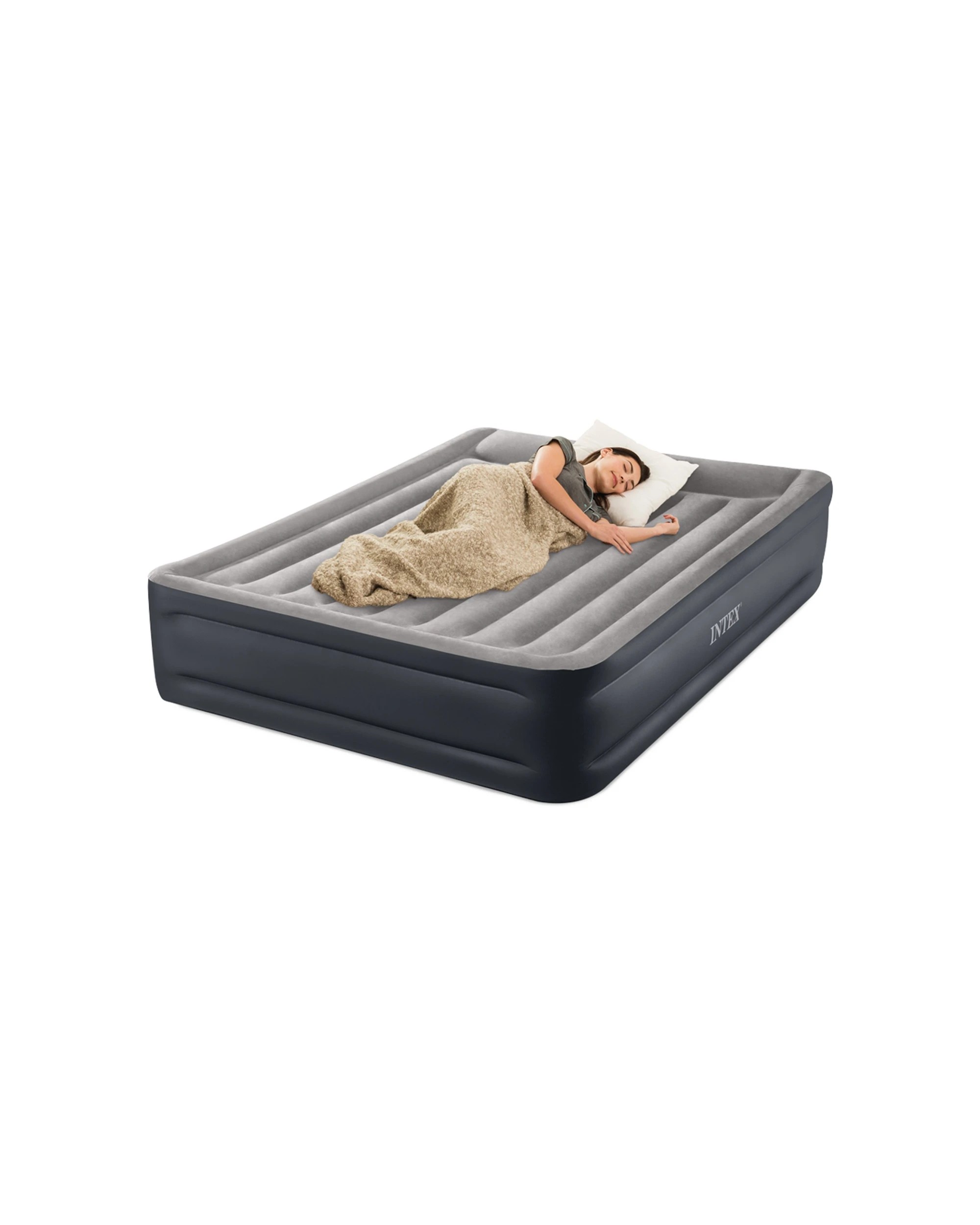 4 INTEX Deluxe Pillow Rest Inflatable Airbed Fiber-Tech Built-In Pillow - Queen Bed - Multi, 4 of 4