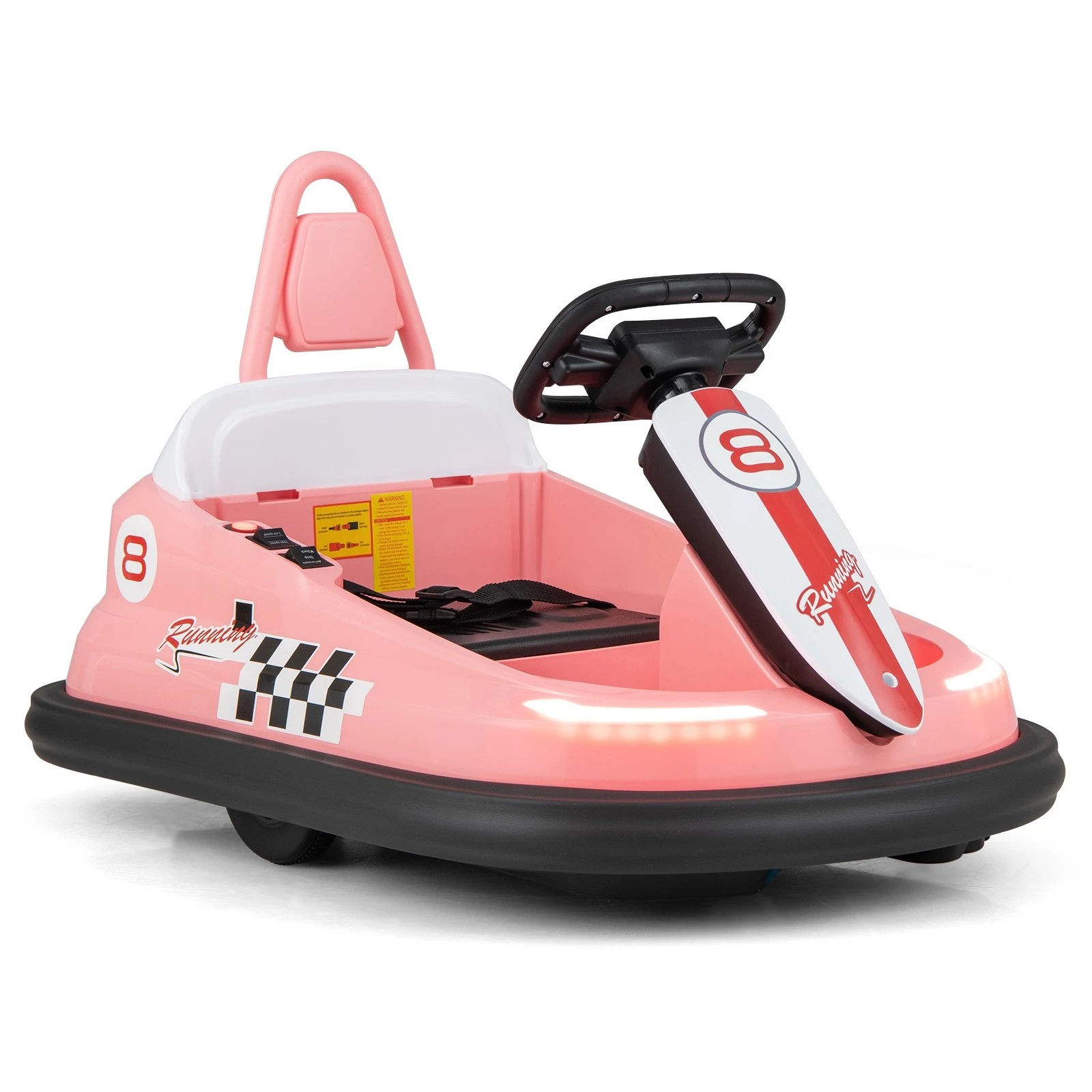 1 Costway 6V Electric Bumper Car 360° Spin Vehicle Dual Motors - Pink, 1 of 1