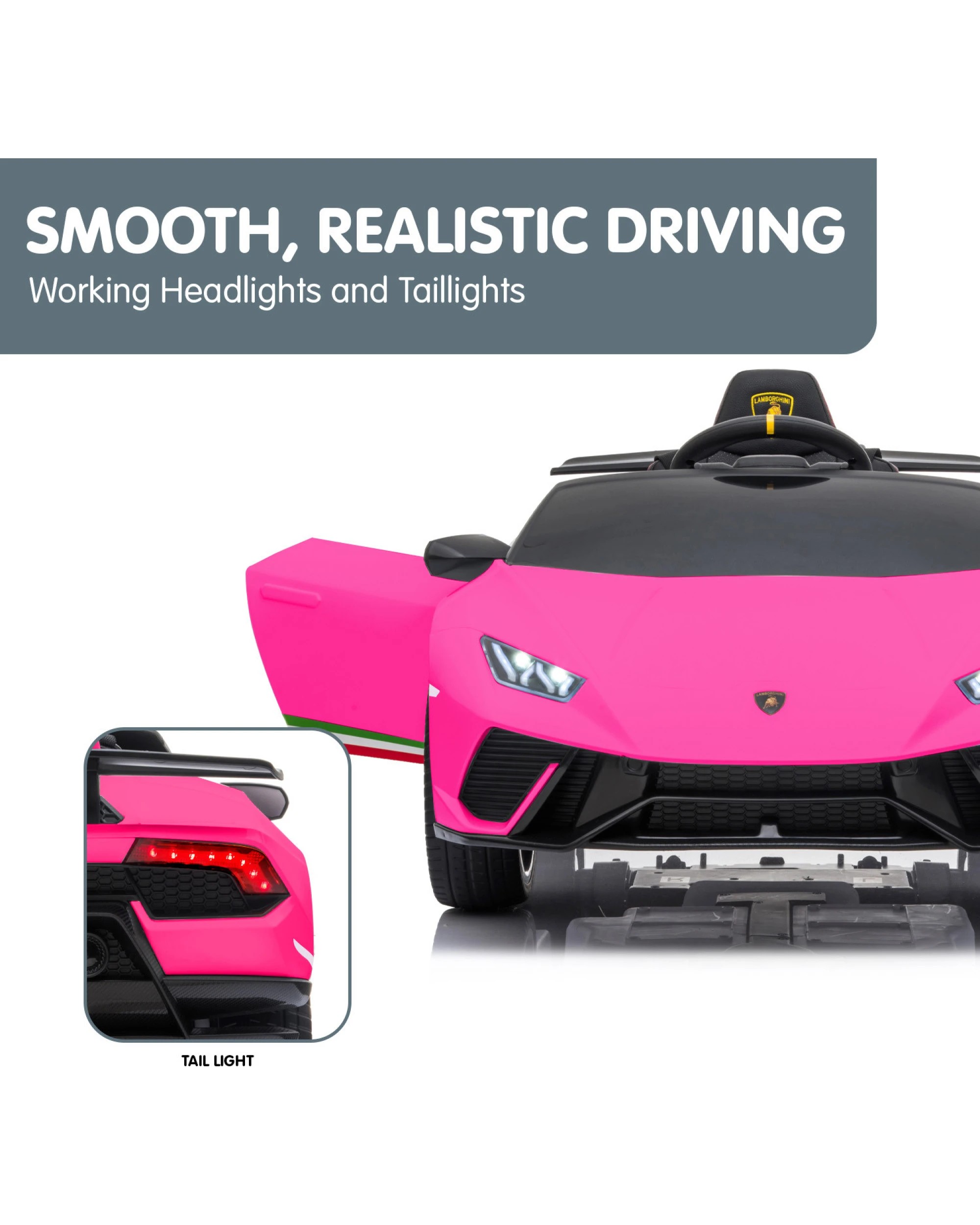 8 Kahuna Lamborghini Performante Kids Electric Ride On Car Remote Control Pink, 8 of 10