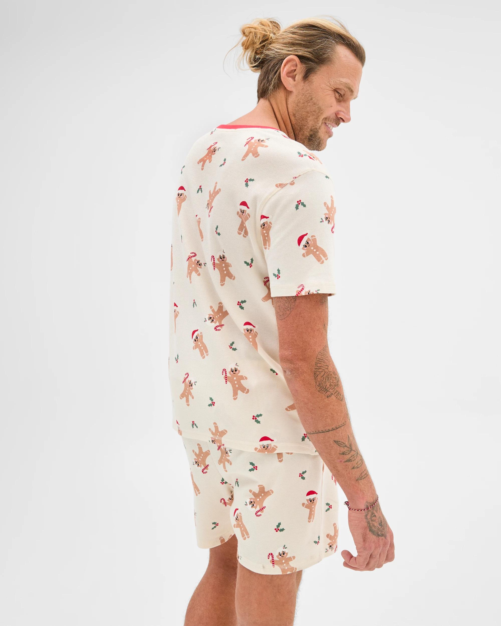 4 Target Family Matching Christmas Gingerbread Australian Cotton Mens Waffle Pyjama Set GINGERBREAD, 4 of 7