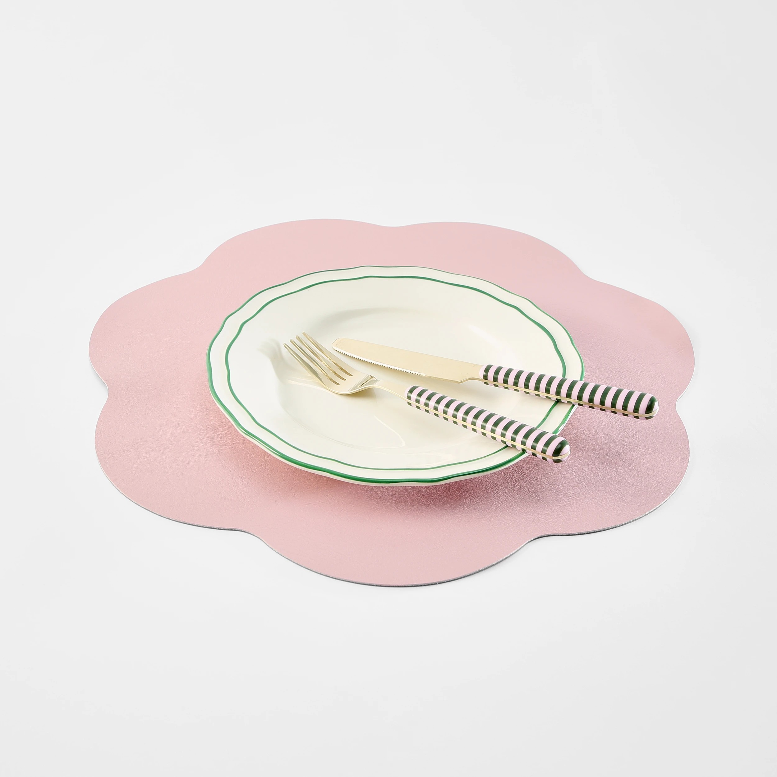 5 Leather Look Wave Reversible Placemat - Chocolate and Pink, 5 of 5