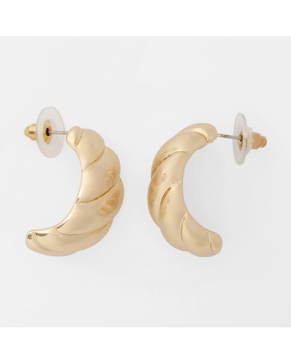 Croissant Teardrop Earrings - Gold Tone